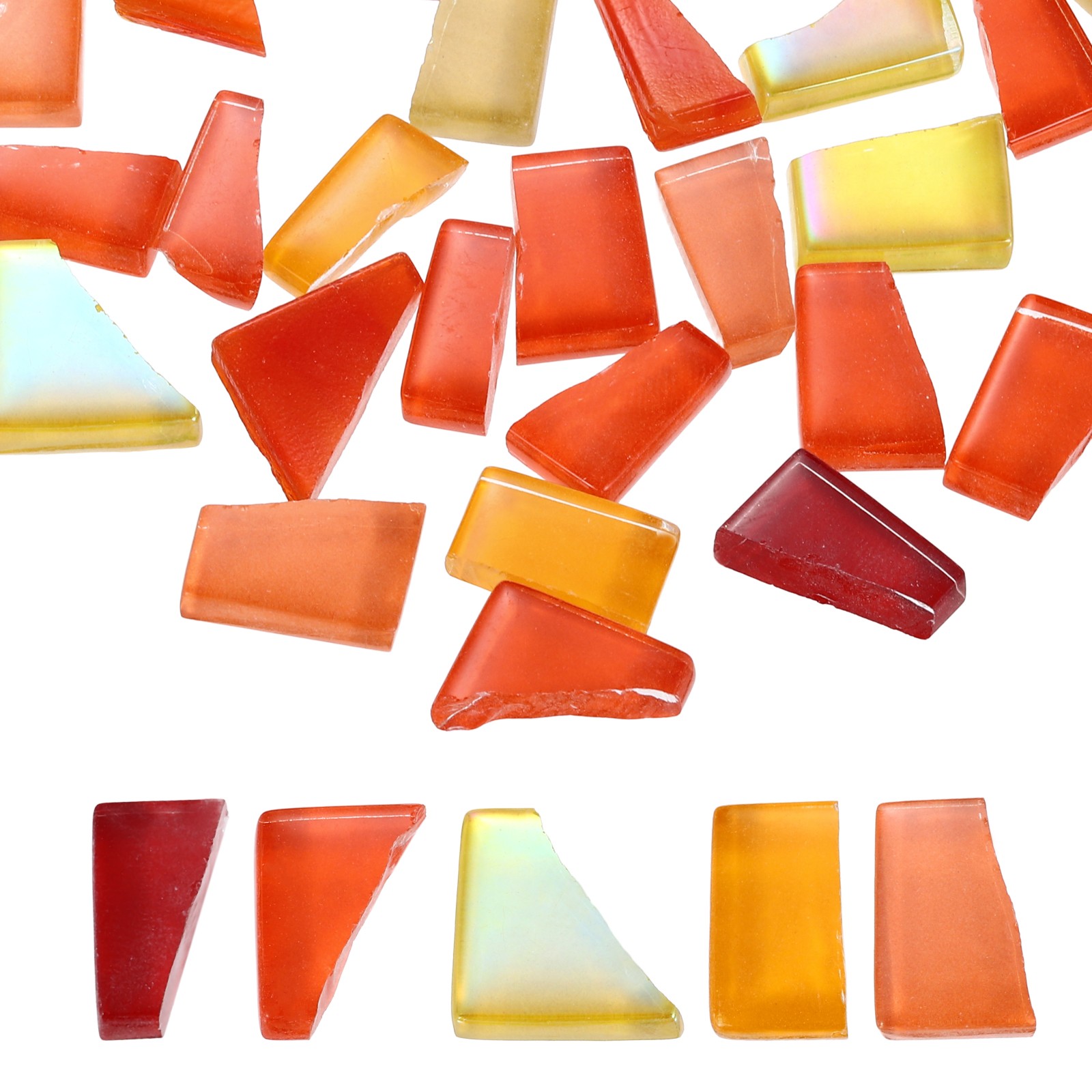 Irregular Glass Mosaic Tiles 100g/0.2LB Glass Sheets Red Yellow Orange Series]