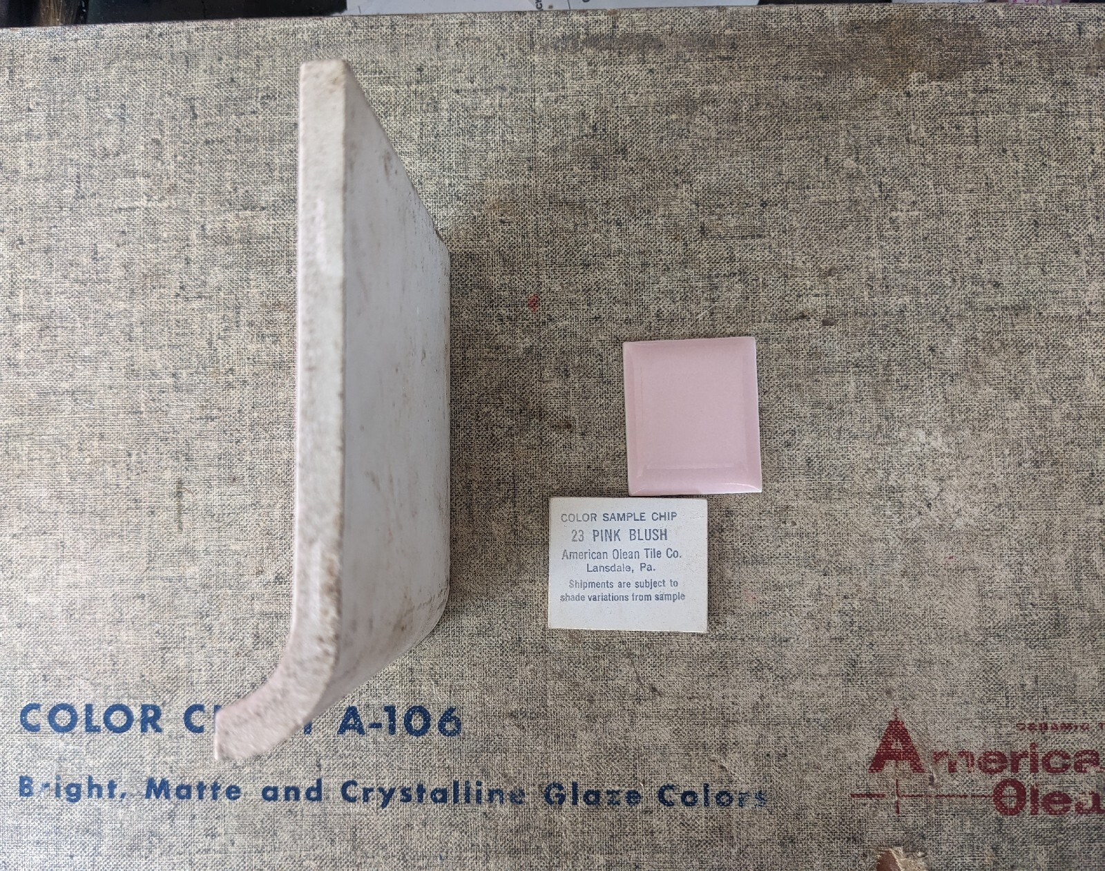 1 pc 4 1/4″ Ceramic Tile #23 Pink Blush American Olean Cove Base A3401