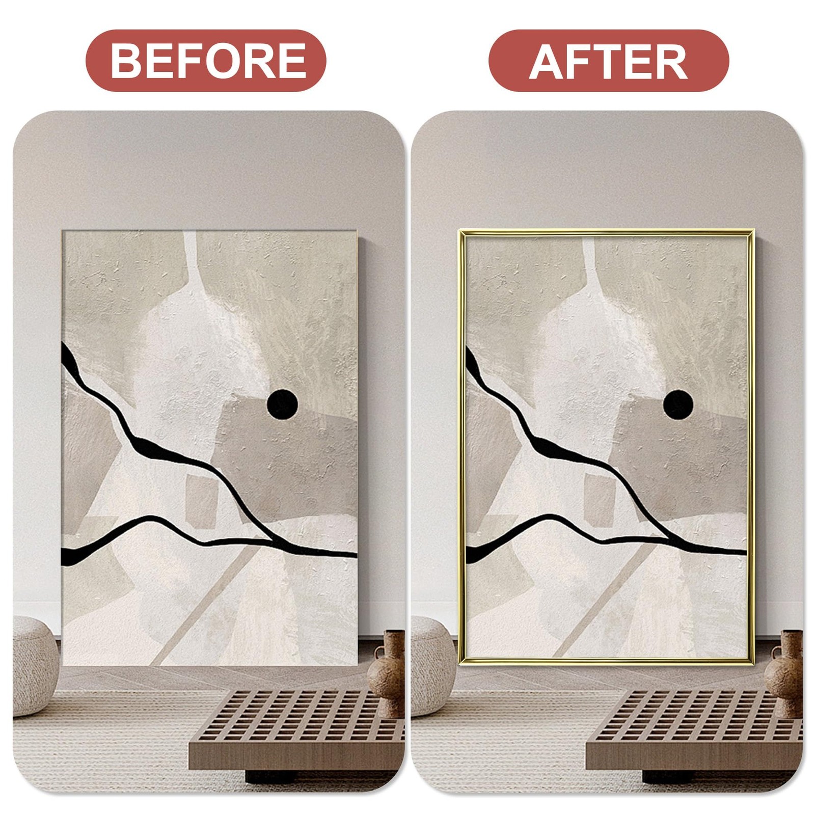 Lunghaa Peel and Stick Shiny Gold Finish Molding Trim, 393.7″ x 0.31″ Flexibl…