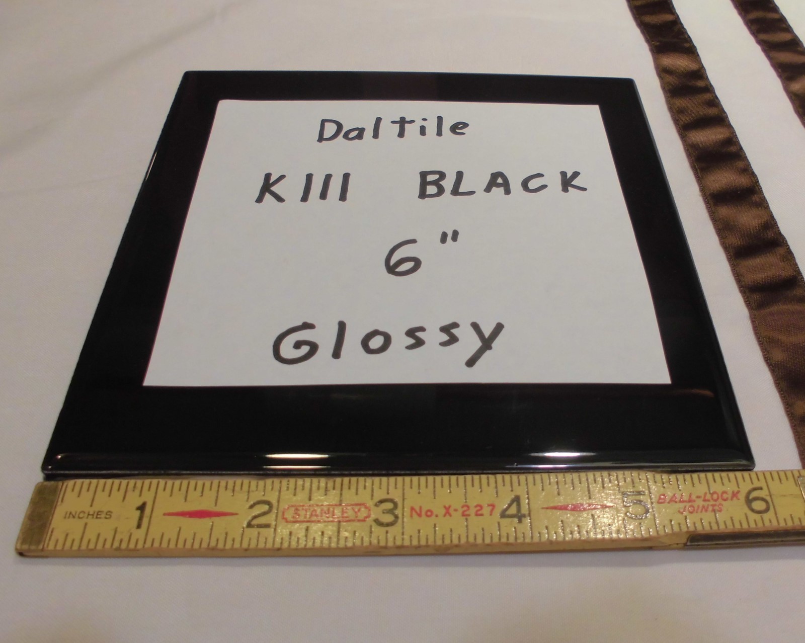 2 pcs. Glossy Ceramic Tiles *Kohler Black – #K111 Black* 6″ X 6″ by Daltile; NEW