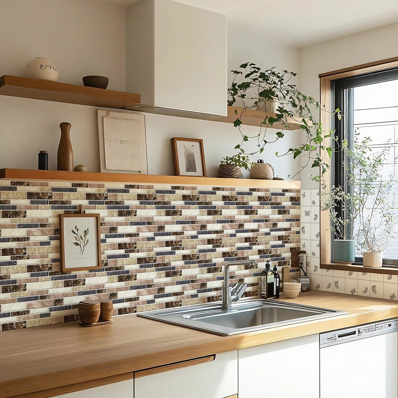 10 Sheets Peel and Stick Backsplash, Peel and Stick Tiles, Marble Look Wall T…