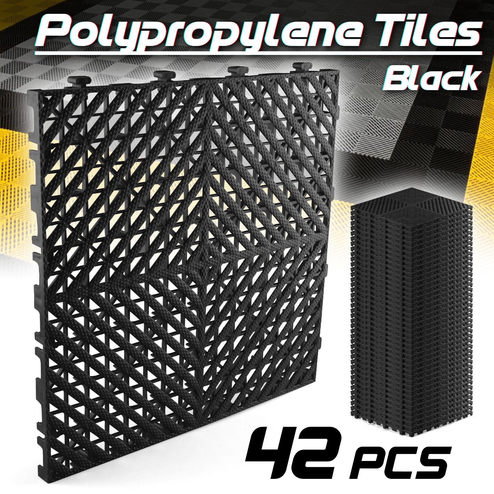 42pcs 16″x16″ Garage Floor Mat Perforated Flooring Tile Auto Shop Interlocking