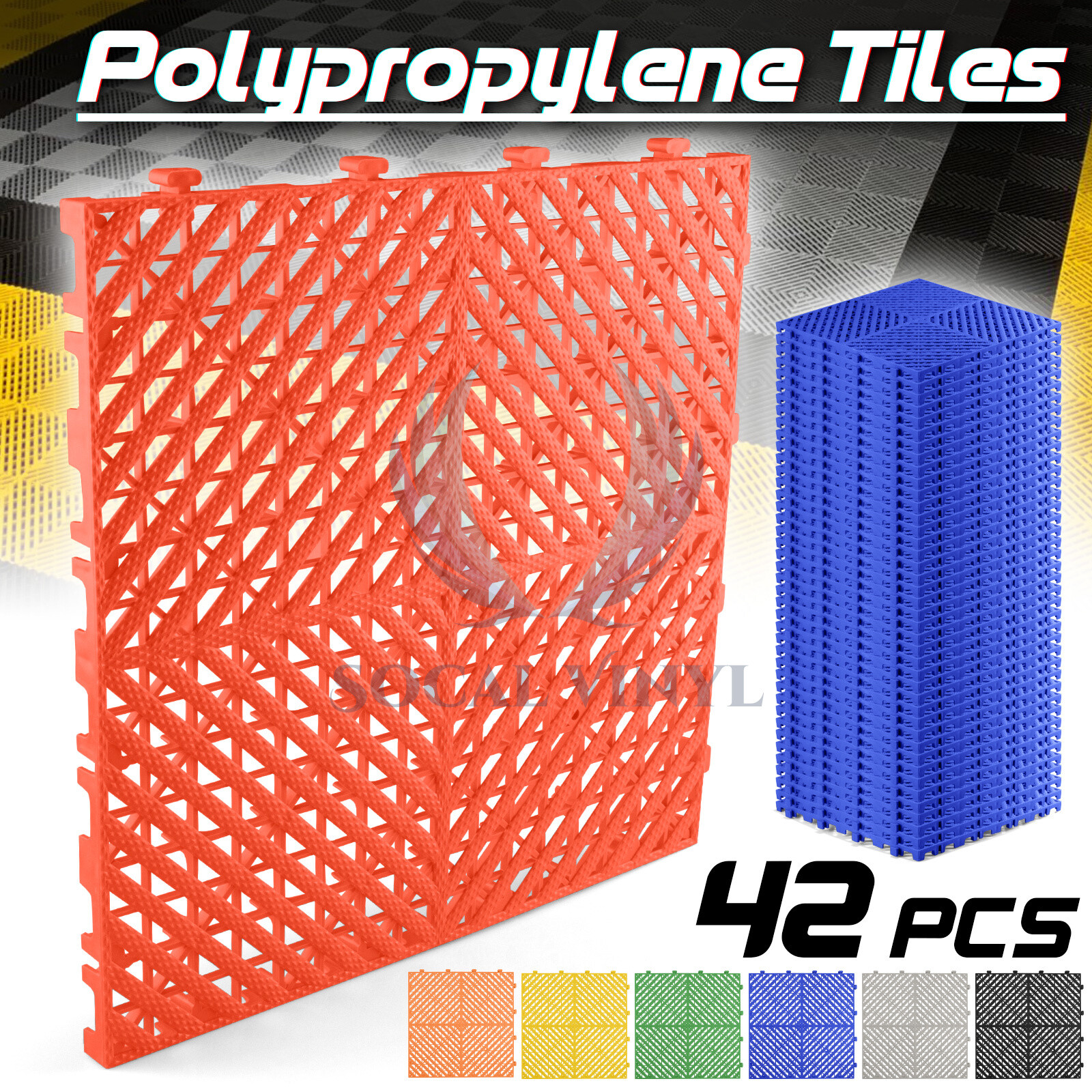 42pcs 16″x16″ Garage Floor Mat Perforated Flooring Tile Auto Shop Interlocking