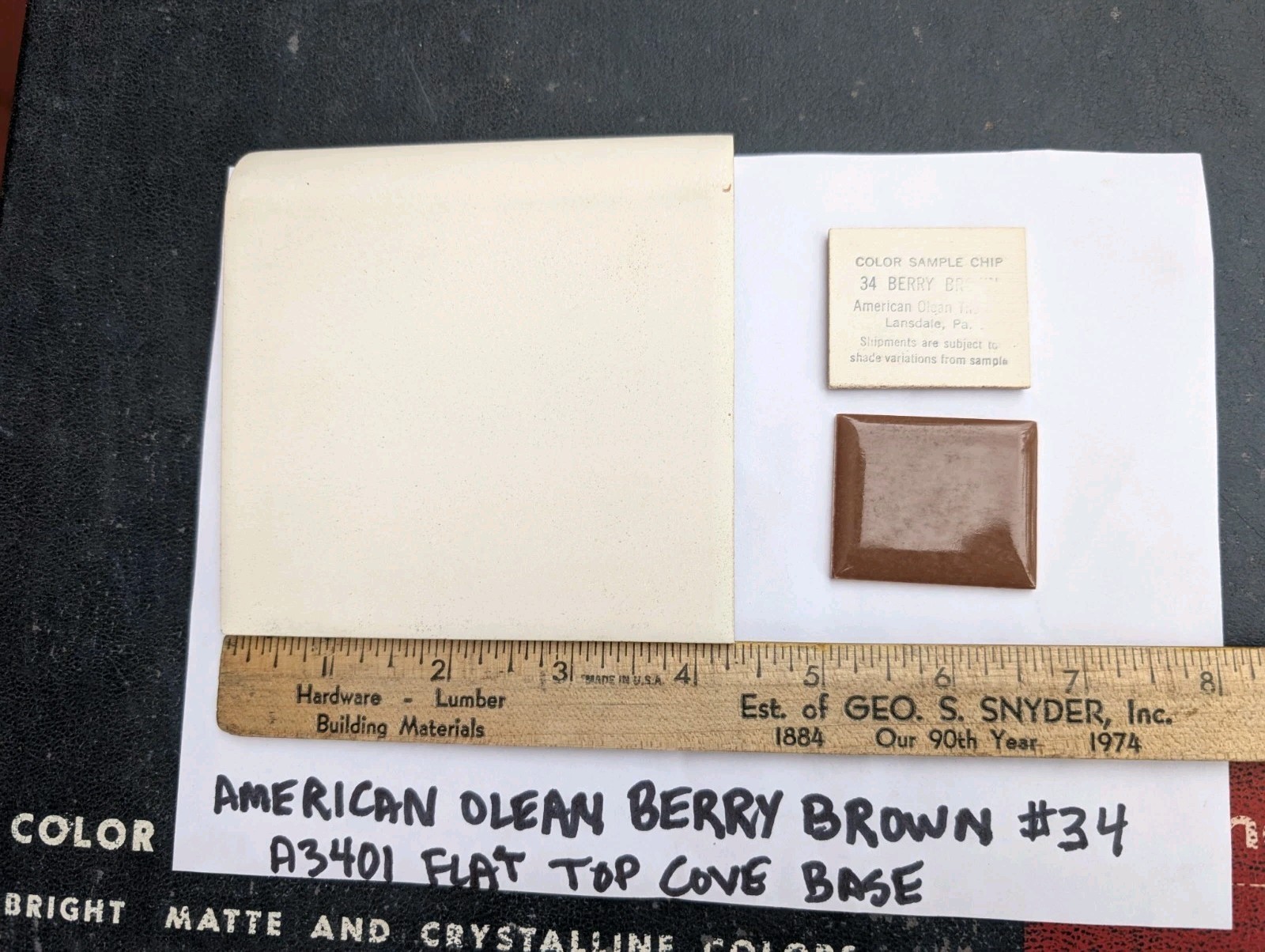 2 pcs 4-1/4″ Ceramic Tile Cove base A3401 34 Berry Brown American Olean Gloss