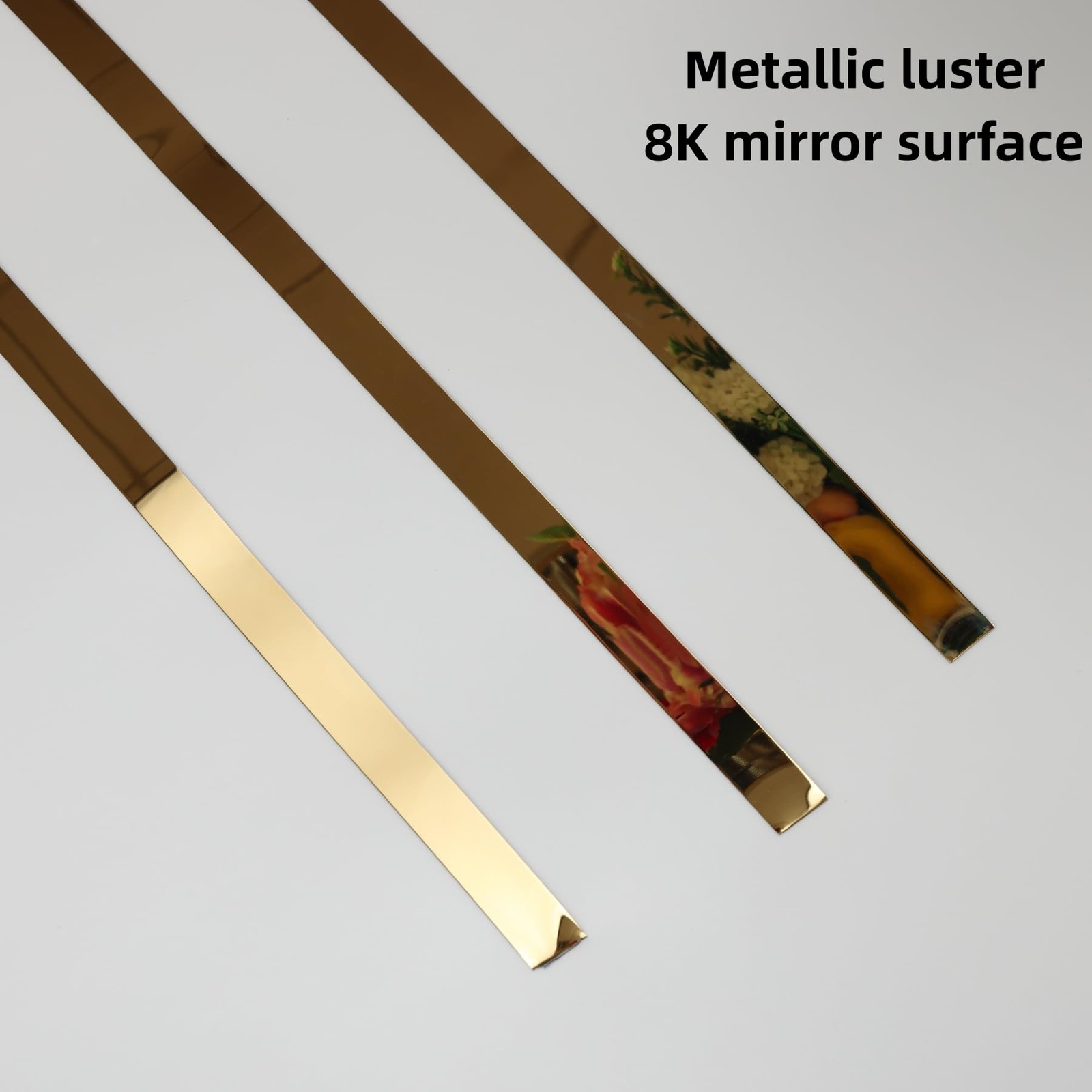Gold Metalized Mirror-Like Molding Trim, Peel and Stick Strip for Mirror Frame,