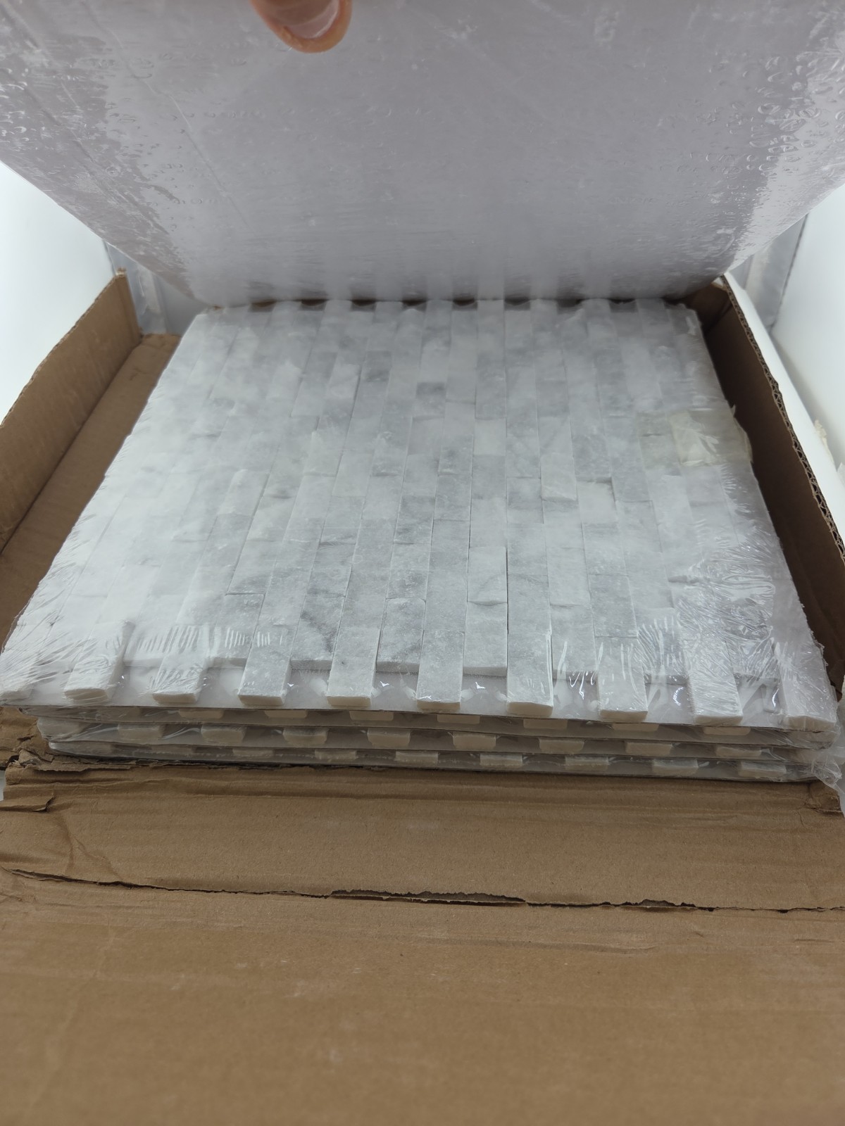 Carrara White Natural Marble Peel & Stick Wall Tiles (5pk) 10″x11″ Free Shipping