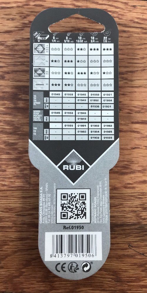 Rubi 01950 18mm Ceramic and Porcelain Tile Flooring Scoring Wheel