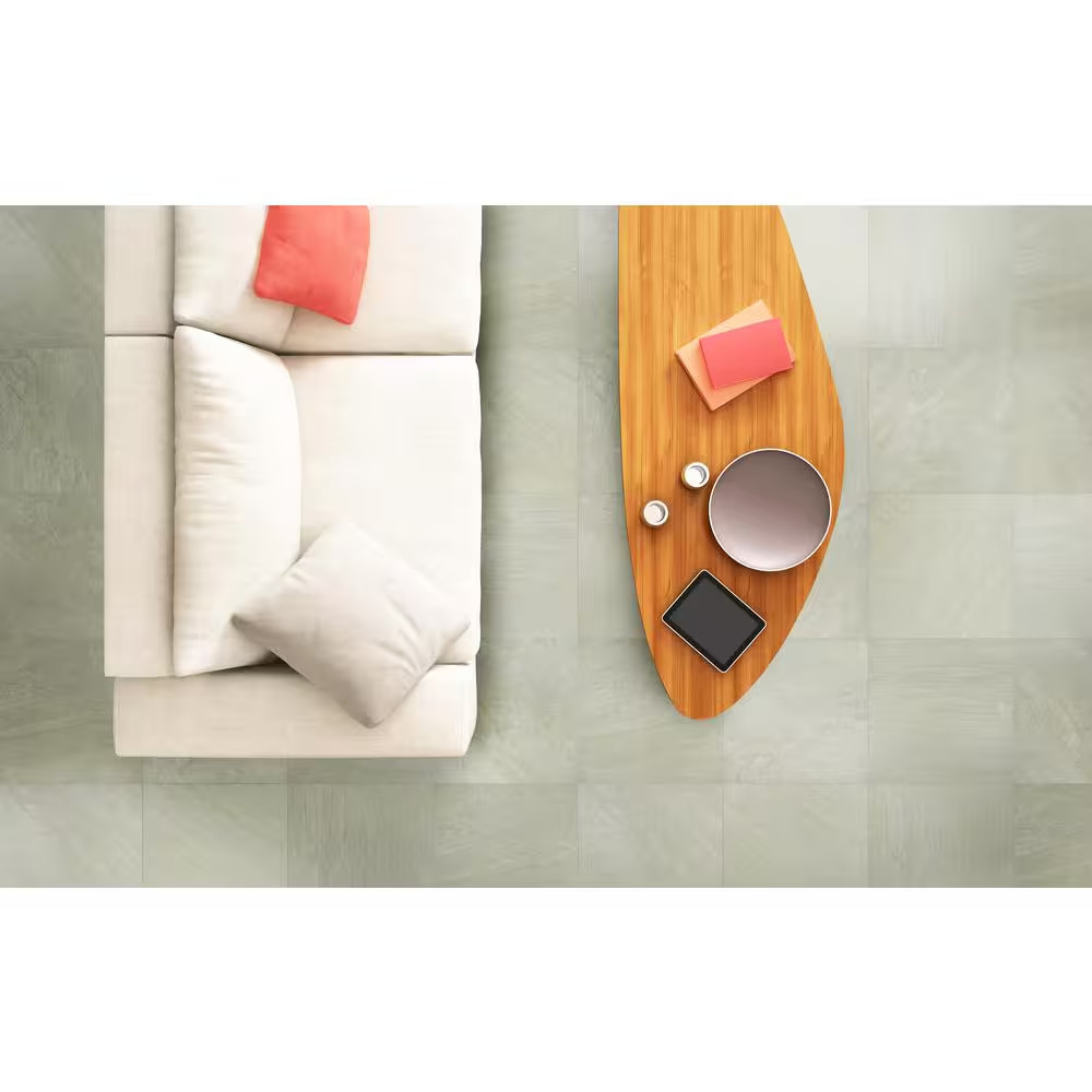 Quartz White 24 In. X 24 In. X 0.39 In. Matte Porcelain Quartzite Look Floor and
