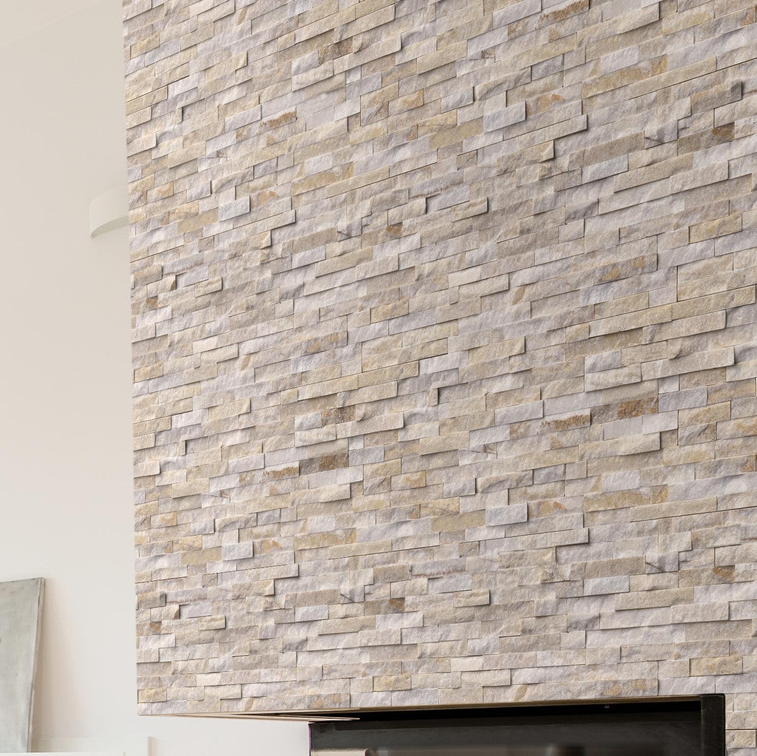 Ackland AKPLPQ6X18FCR-CA 6 in. x 18 in. Splitface Quartzite – Imperial White