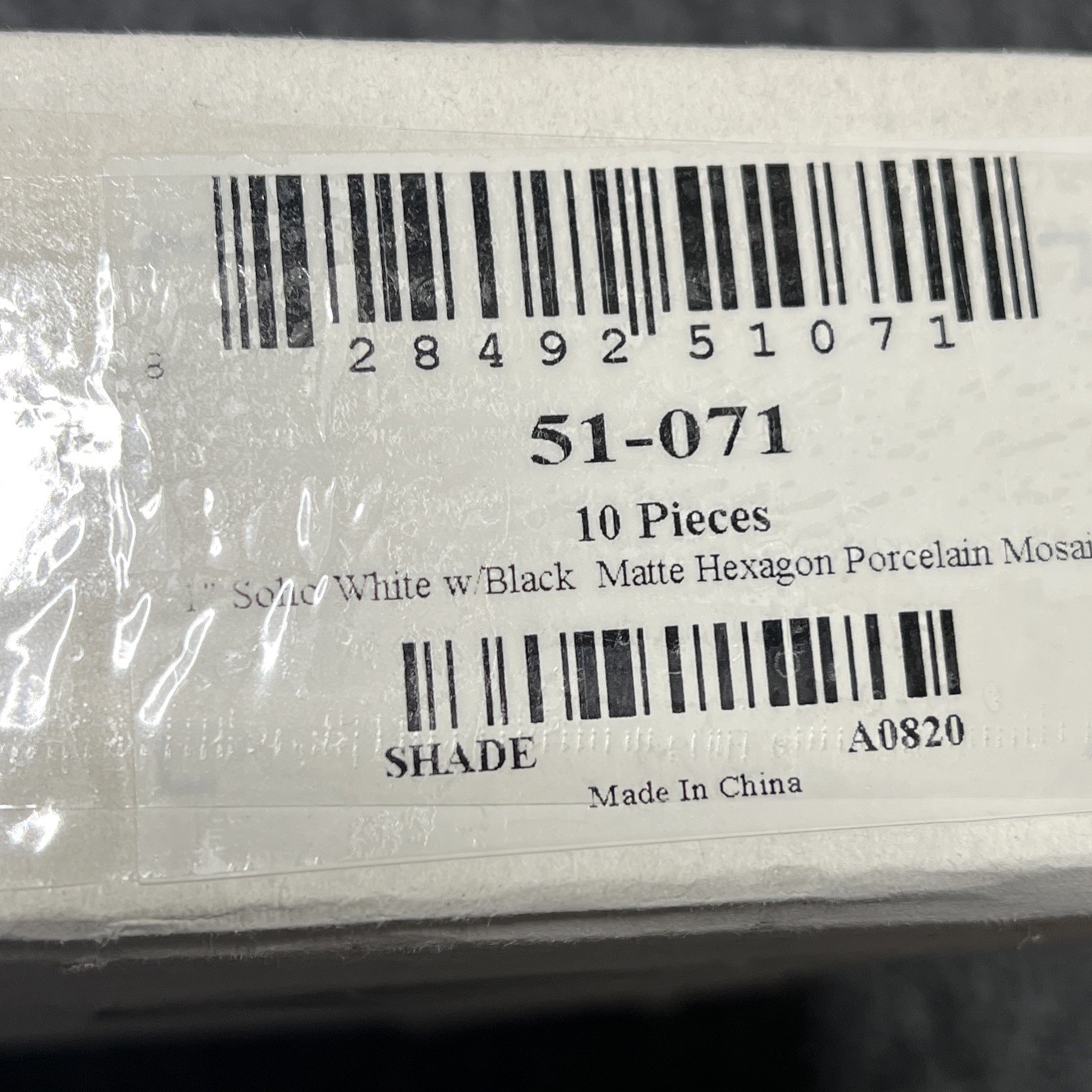 Soho White w Black Matte Hexagon Porcelain Mosaic (10) 12”x 10” Free Shipping