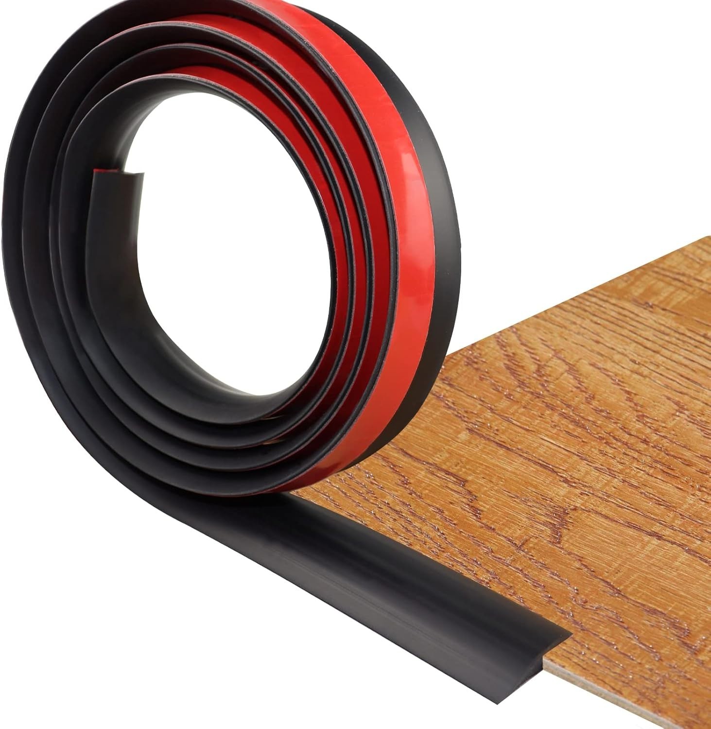 Durable PVC Floor Transition Strip – Easy Peel & Stick Installation, 20ft Black