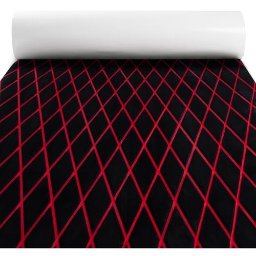 Boat Flooring – EVA Foam Boat Decking – 94″ x 15.7″ Black With Red Lines