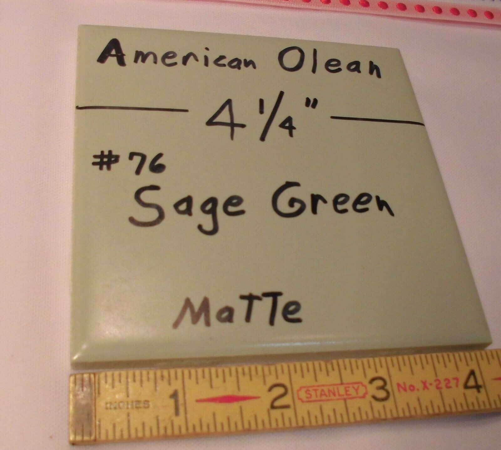 5 Ceramic Tiles *Sage Gray* by American Olean 4-1/4″ Greenest, Matte, NOS