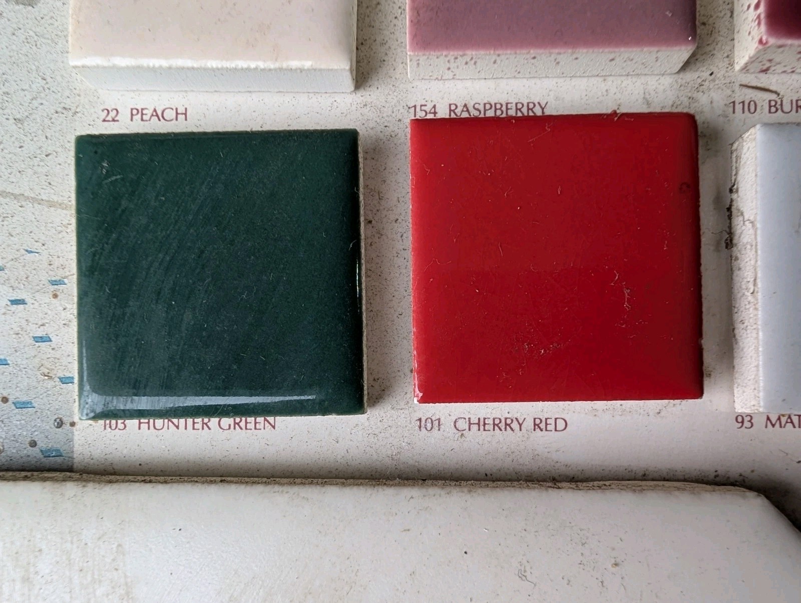 Vintage American Olean #101 Cherry Red 1-3/8″ ceramic tile Dot pack of 40 pieces