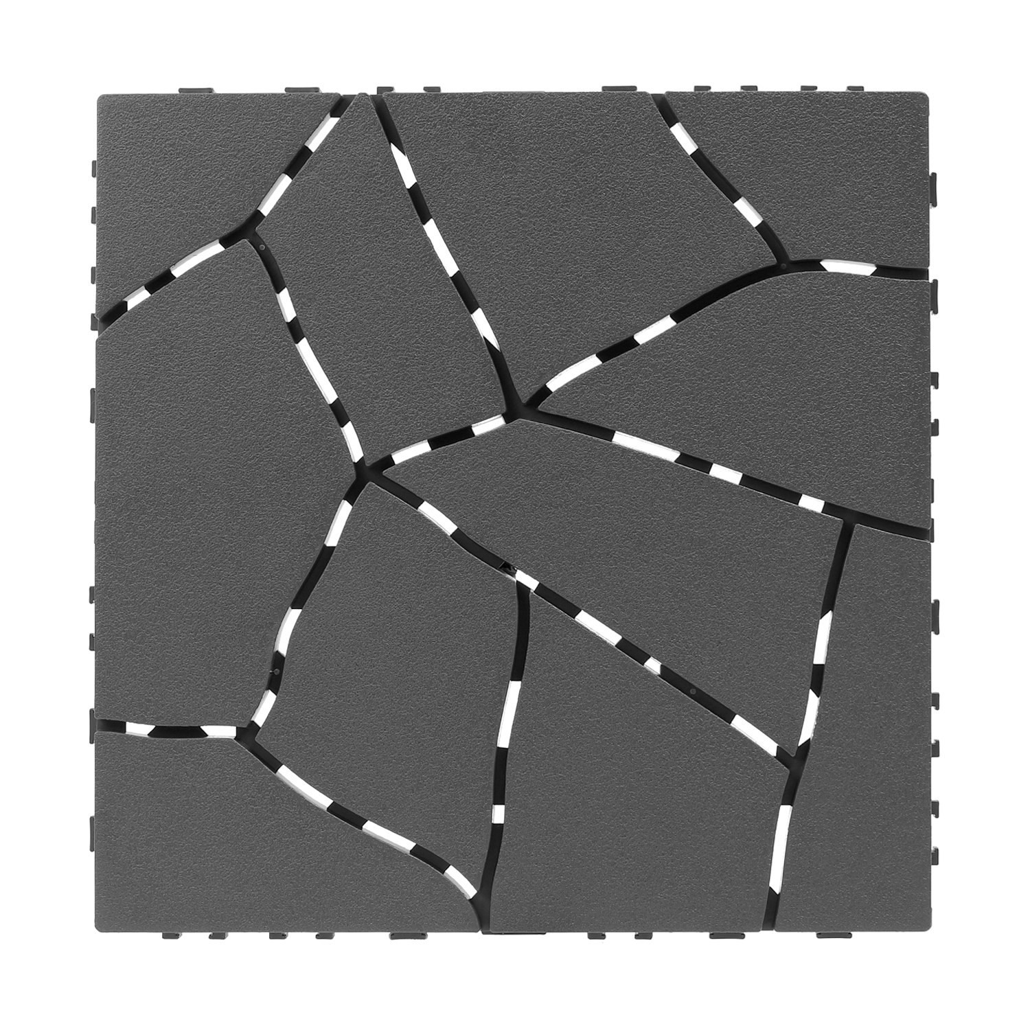 44Pcs 12 Inch Stone Pattern Interlocking Patio Deck Tiles DIY Modular Stone Tool