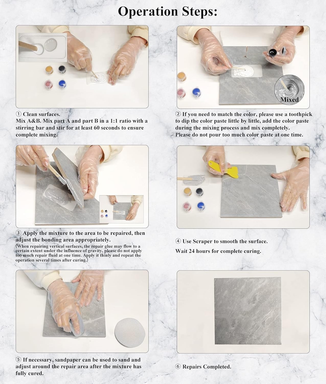 Tub, Tile and Shower Repair Kit (Color Match), Hupeyna Porcelain Repair Kit, Bat