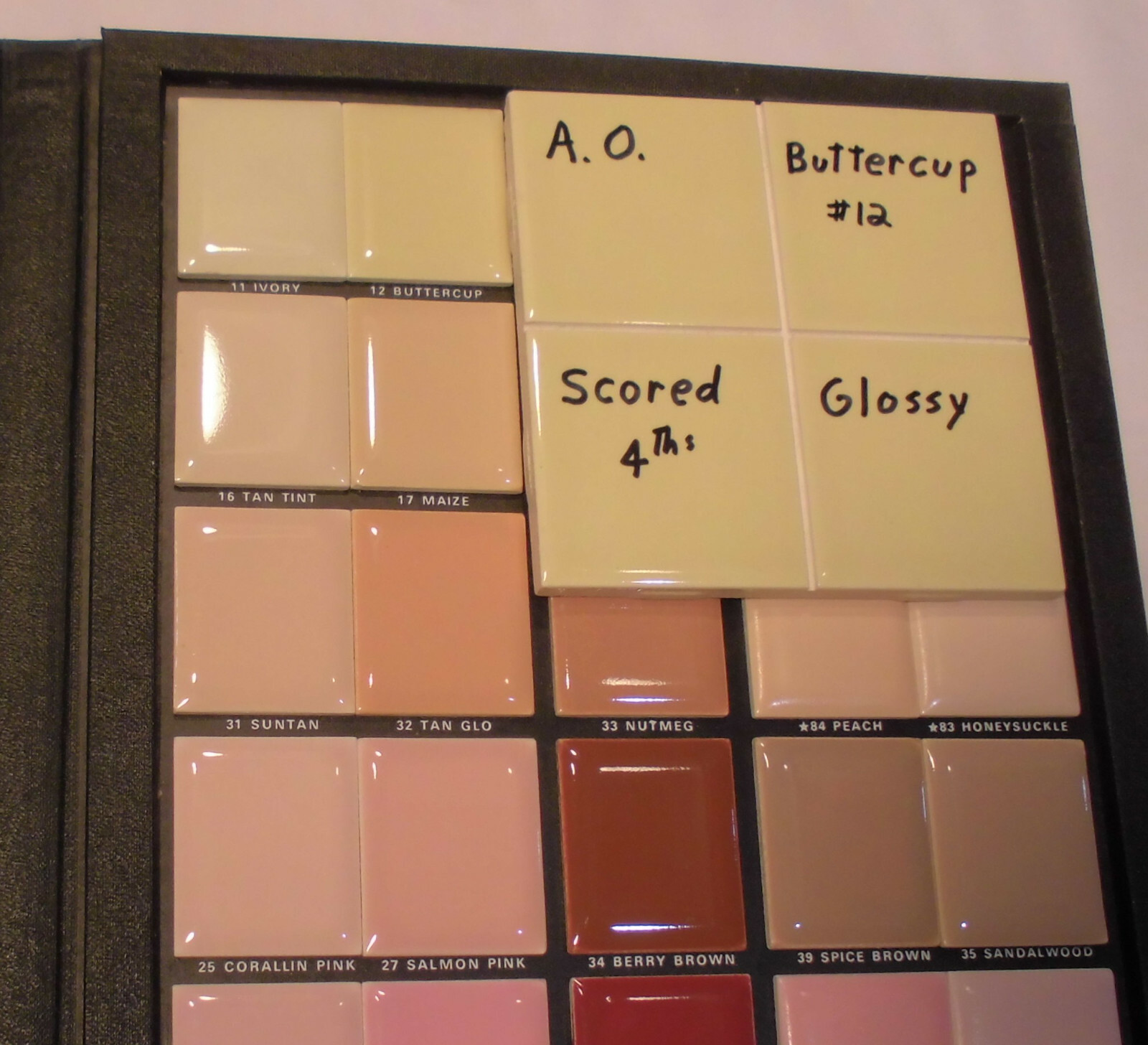 1 pc. *Buttercup Yellow* 4-1/4″ Scored Glossy Ceramic Tile; by American Olean