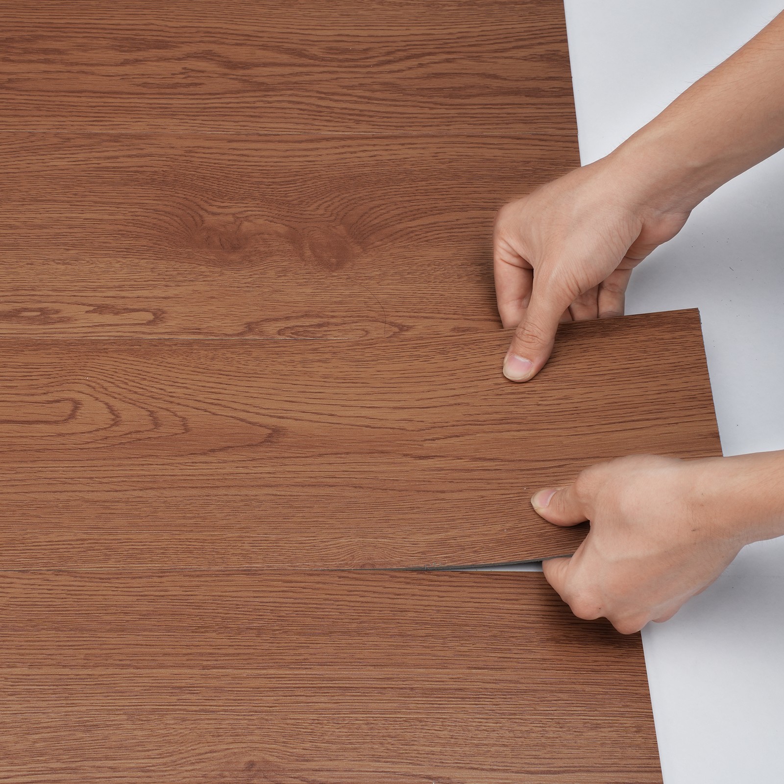 Uimoso Self Adhesive Vinyl Floor Tiles 36 PCS 2.5mm Thick Deep Brown Wood Grain
