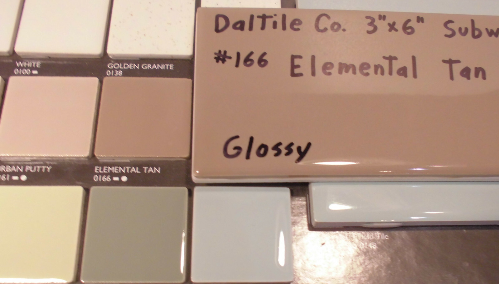 1 pc. Elemental Tan by Daltile #K166; 3″ X 6″ Glossy Ceramic Tile; Light Brown