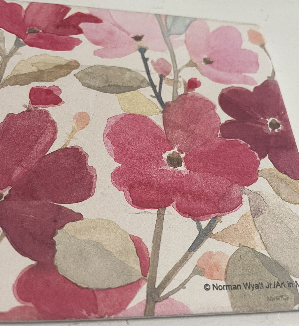 Ceramic Art Tile 4″x4″ Home Decor Coasters Elephant Flowers Home Decor