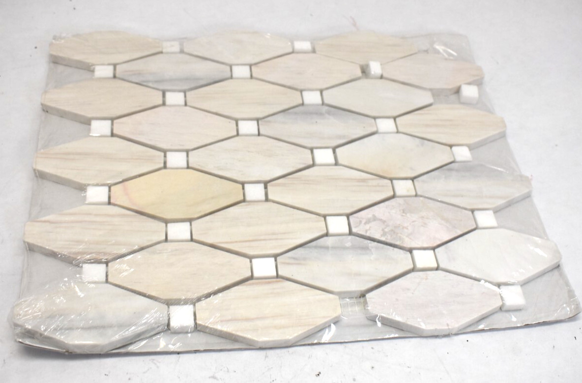 Angora Elongated Octagon 11.81″ x 13.4″ Polished Marble Floor Wall Tile