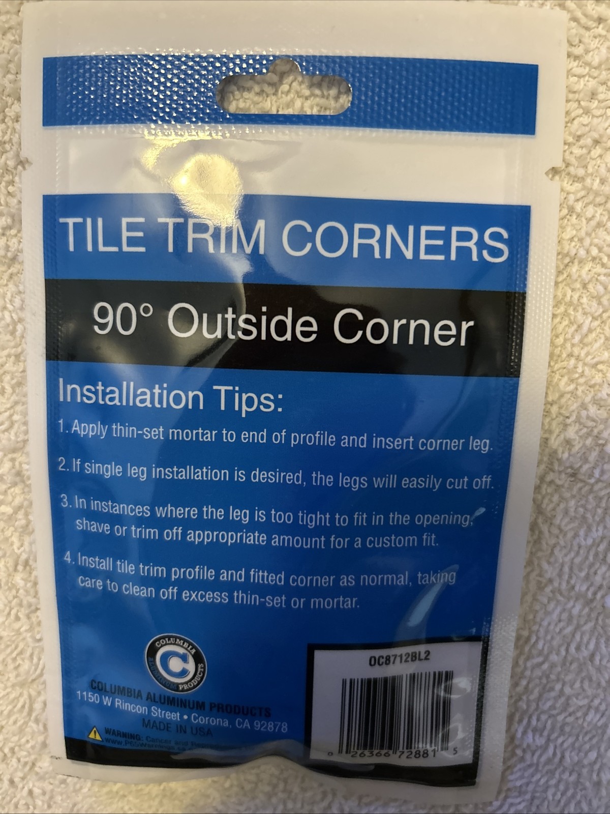 15-2Pk) TrimMaster Bullnose Outside Corner Tile Edging Trim Black 3/8 OC8712BL2
