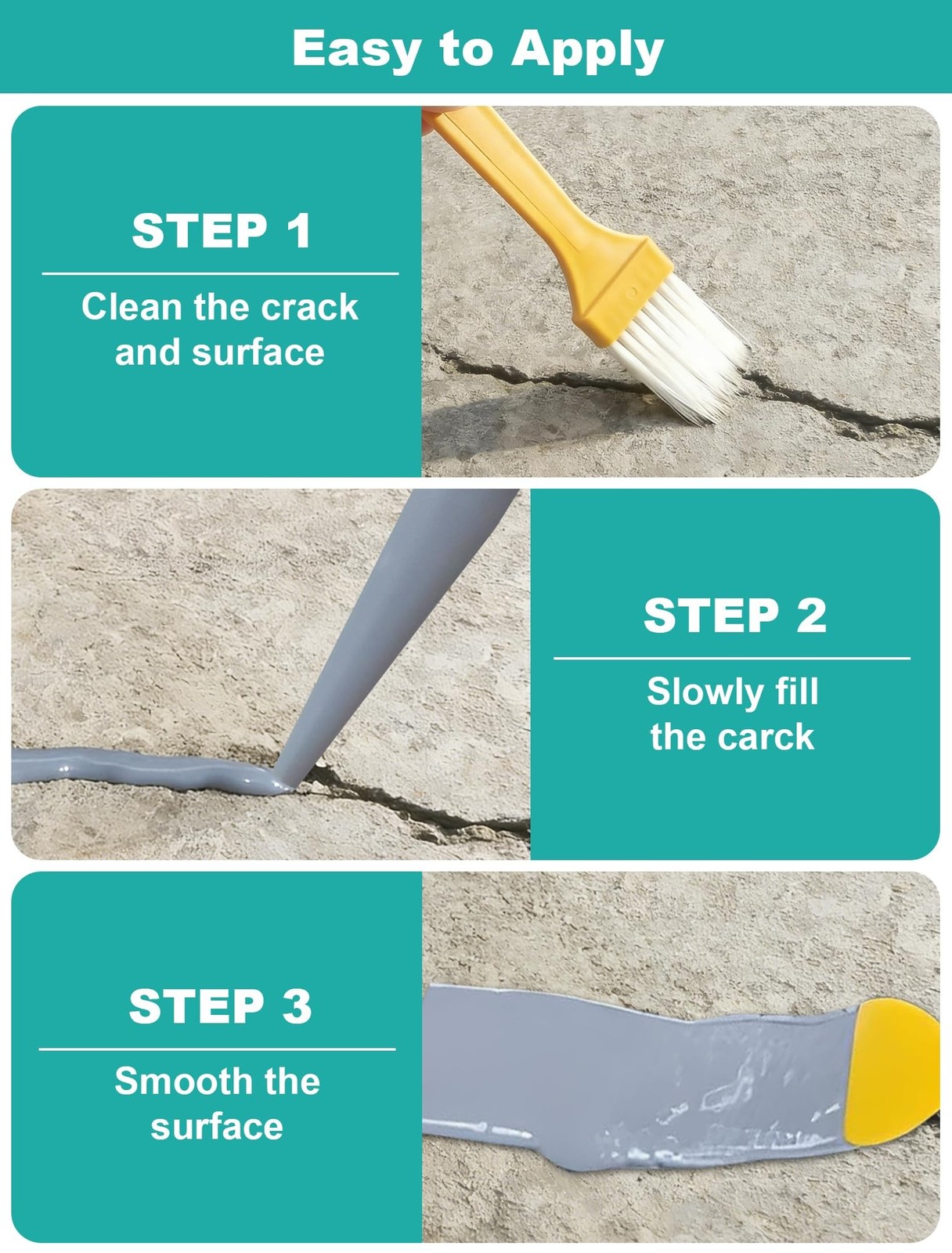 E-SDS Cement Crack Filler Self-Leveling, 2.2LB High Elasticity Concrete Repai…