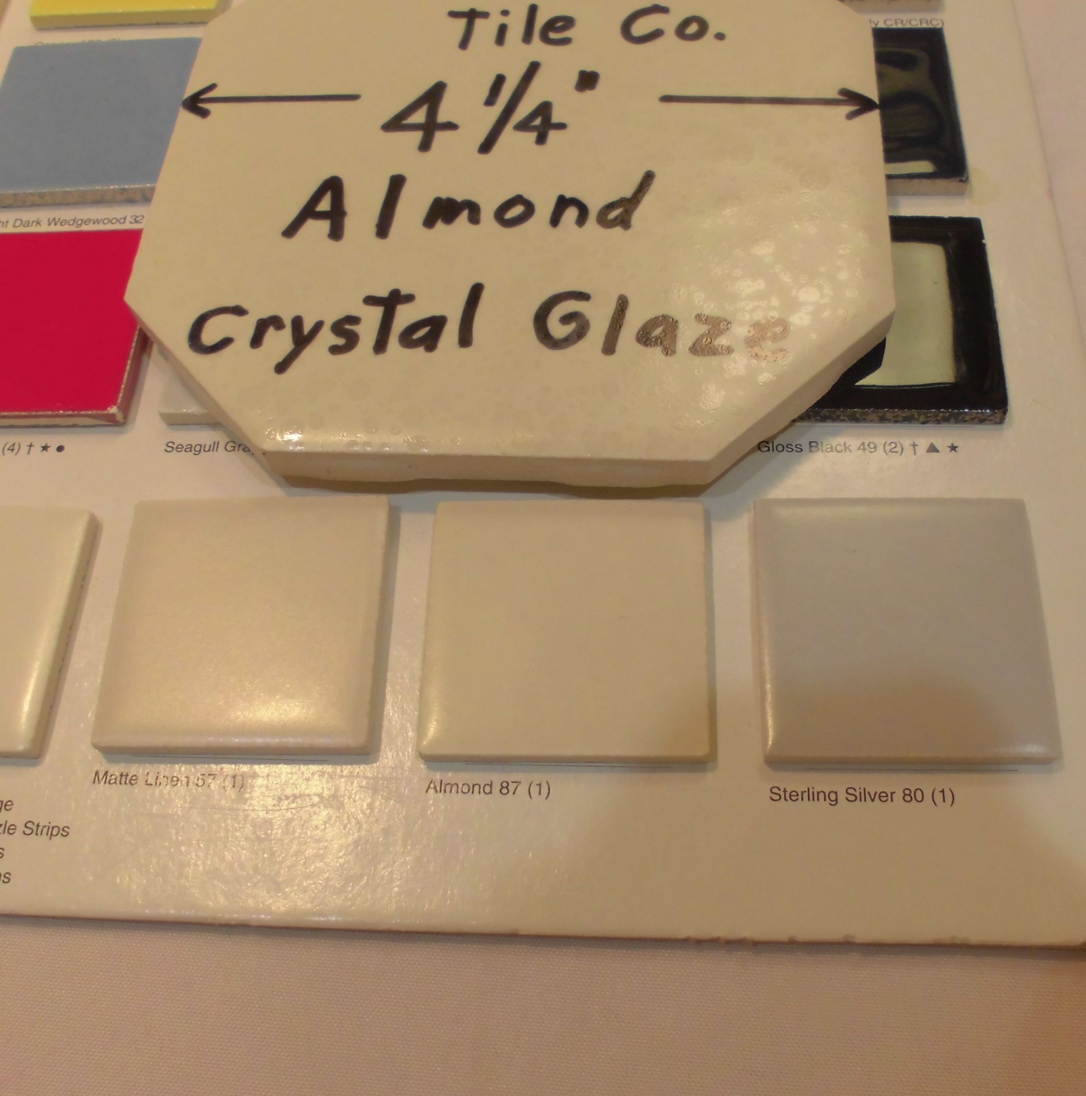1 pc. Octagon 4-1/4″ Almond *Crystal Glazed* Ceramic Tile by Wenczel Tile Co.