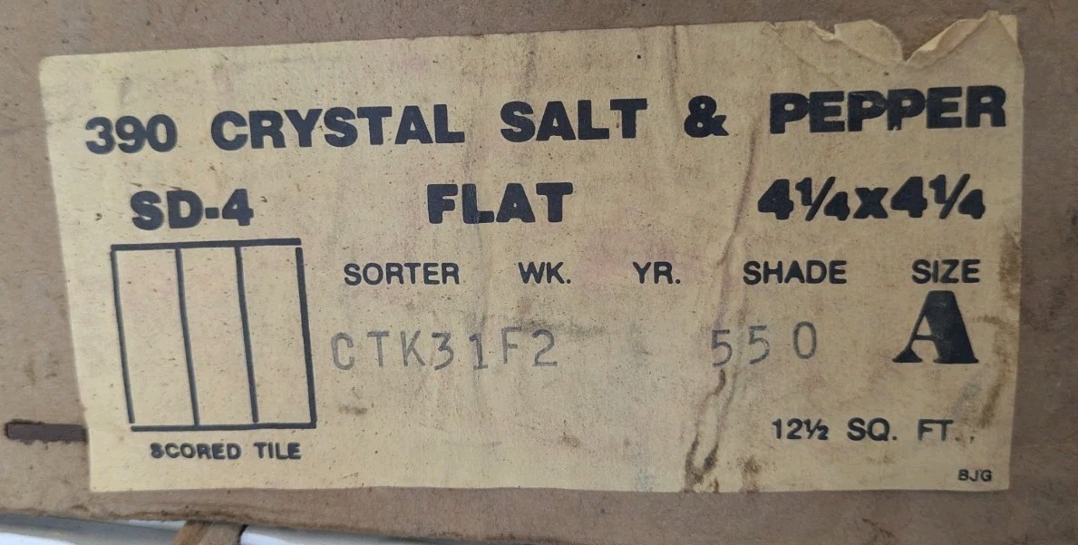 1 pc. Crystal Ceramic Tile: Salt & Pepper, American Olean 4-1/4″ Scored in 3rds