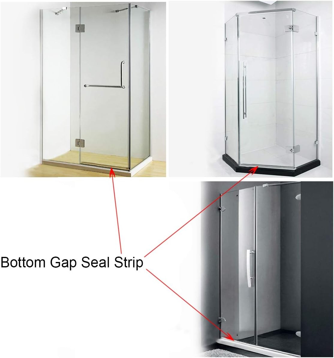 Frameless Shower Door Bottom Seal with Drip Rail 1/4″ 1/4"(6mm), Clear