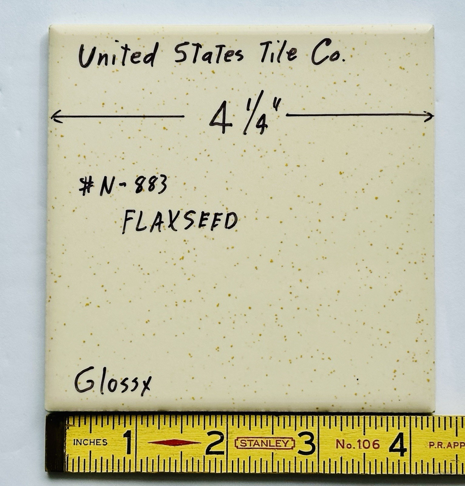 1 pc. Flaxseed: 4-1/4″ Glossy Ceramic Tile,