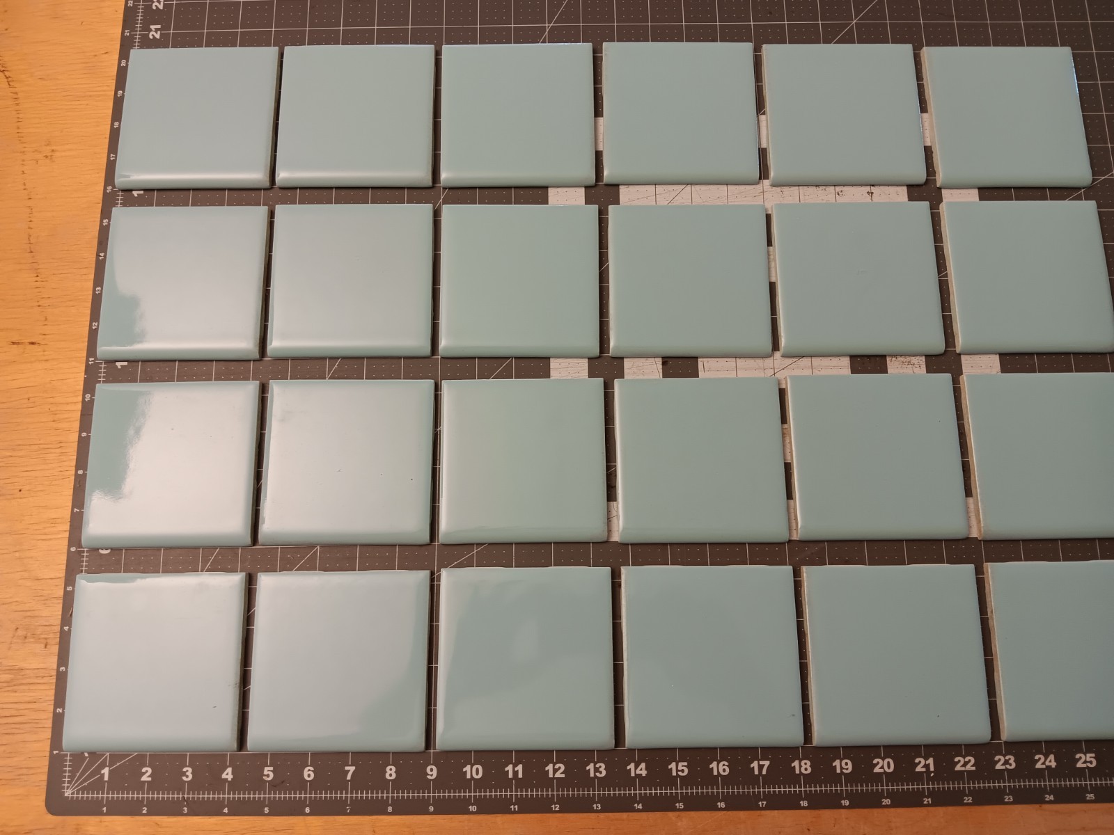 24 pack Vintage Ceramic Tile BLUE BULLNOSE Bathroom Kitchen VINTAGE Tile MCM