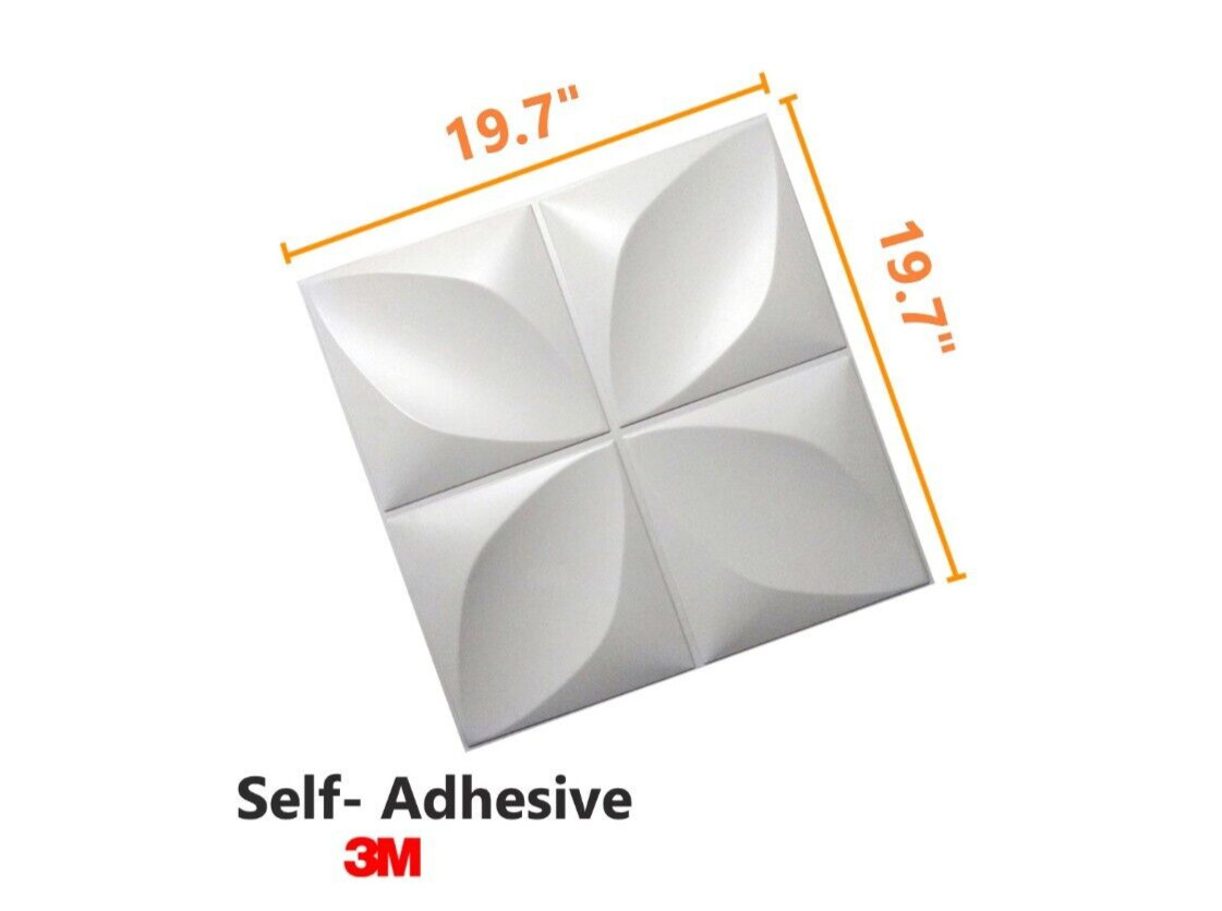GF Casa Decor Textured 3D PVC Wall Panels PRIMAVERA – 12pc White 19.7″ x 19.7″