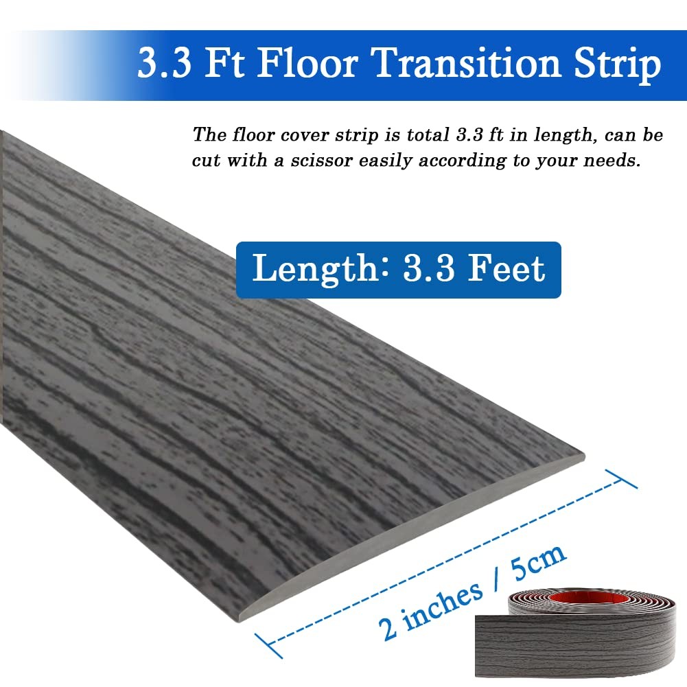 Wood Grain Floor Strip, 2″ Wide Self Adhesive, Transition, Dark Gray