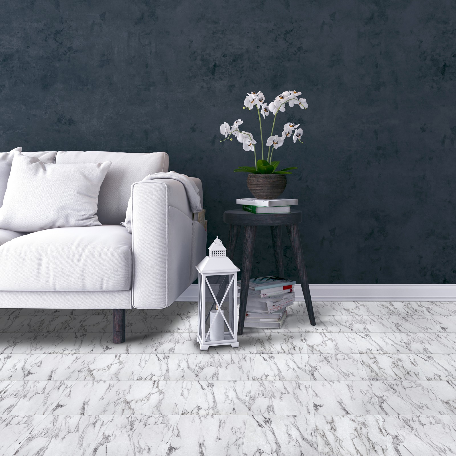 Tivoli Bianco Marble 12×12 Self Adhesive Vinyl Floor Tile – 45 Tiles/45 sq. Ft