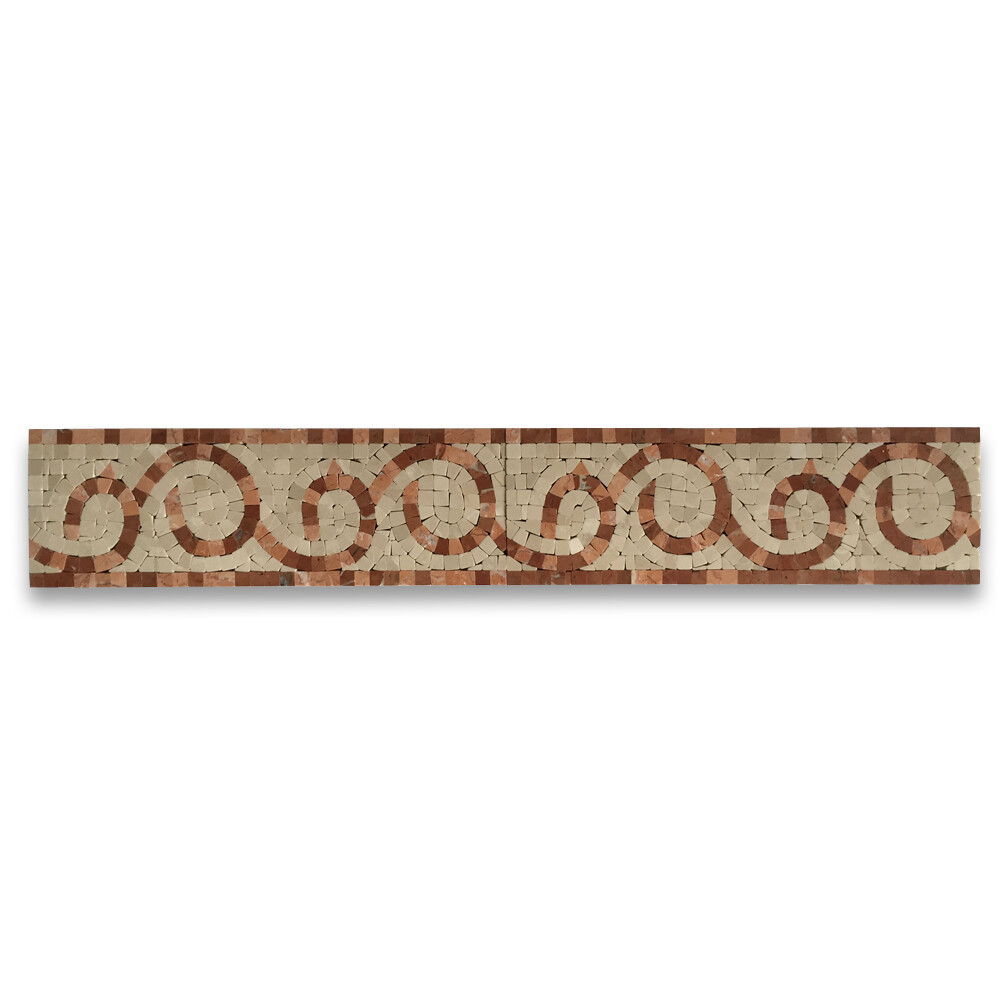 B0010P Marble Mosaic Border Listello Accent Tile Vine Rojo 4×12 Polished