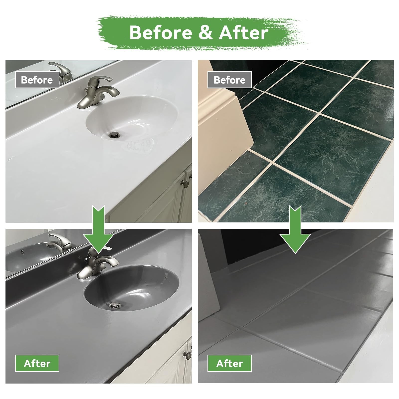 16 oz Waterbased Gray Tile Paint – Bathtub/Washbasin/Toilet/Countertop Refinish