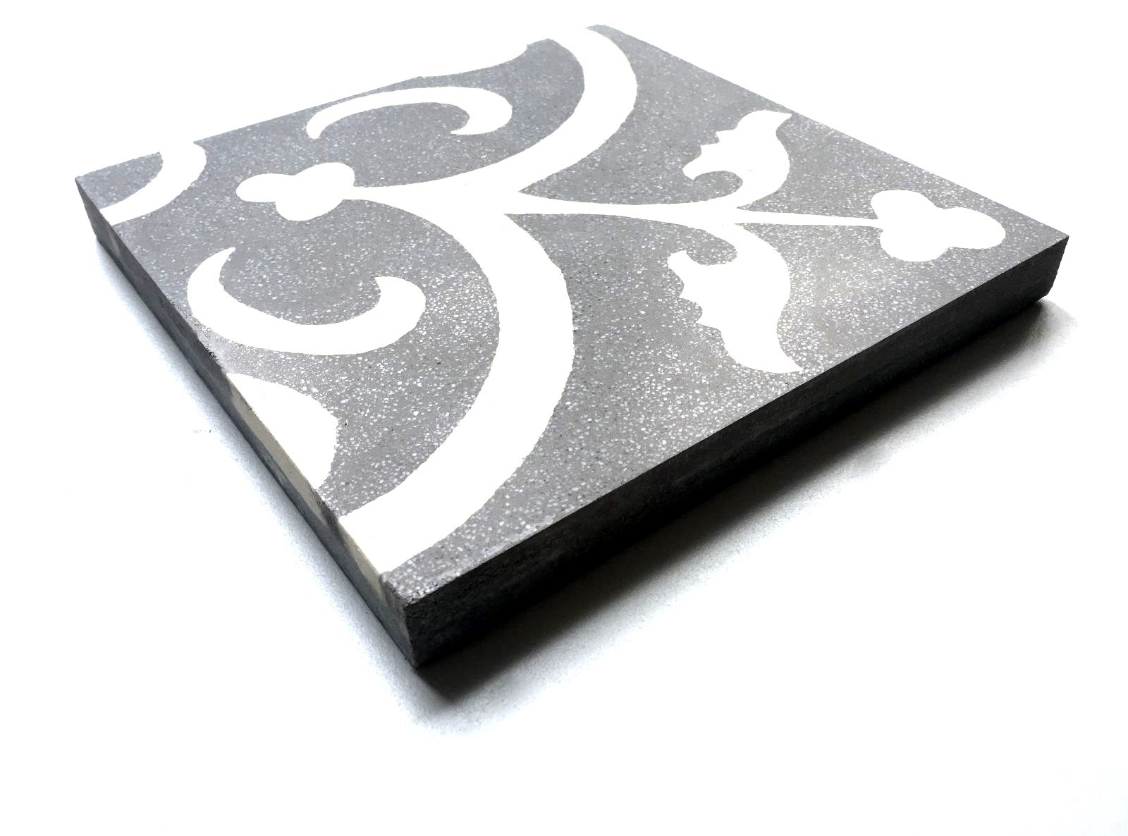 Flora Encaustic Blue White 8×8 Honed Finish Cement Tile Floor(Sold by the piece)