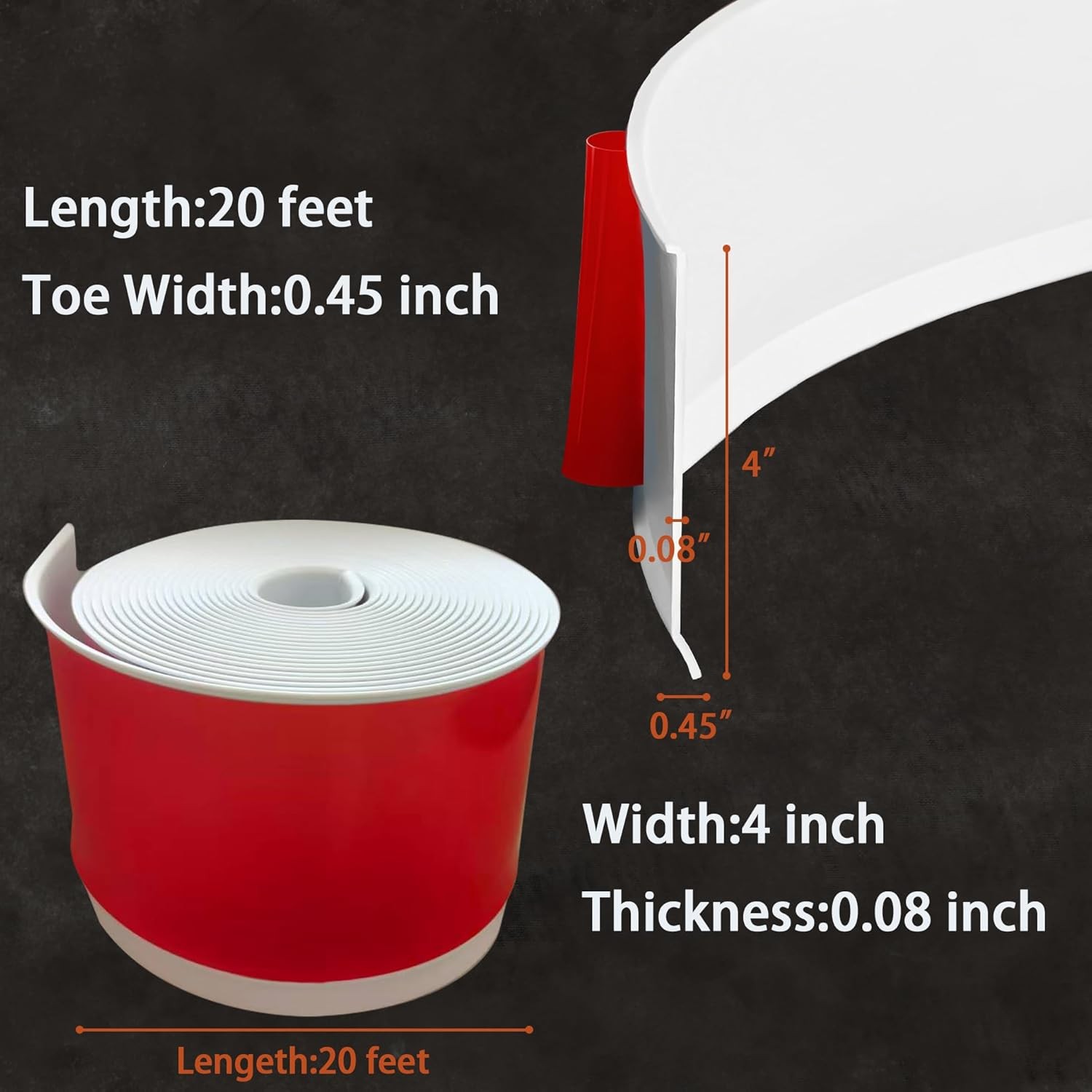 Vinyl Wall Base Baseboard Molding Trim 4″ Flexible Self Adhesive Rubber Wall Bas