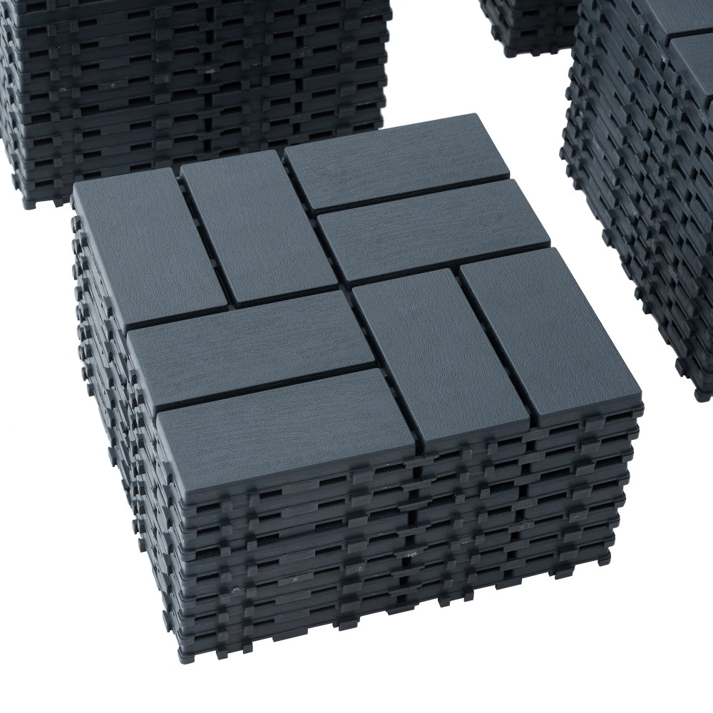 44 Pack Plastic Interlocking Deck Tiles 12″x12″ Square Waterproof All Weather