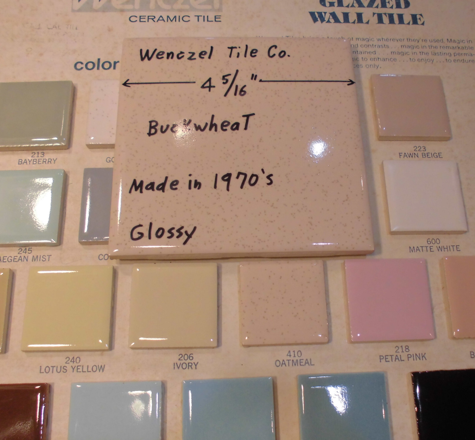 1 pc. Oatmeal – Buckwheat: 4-5/16″ Ceramic Tile by Wenczel Co. Made 1970’s New