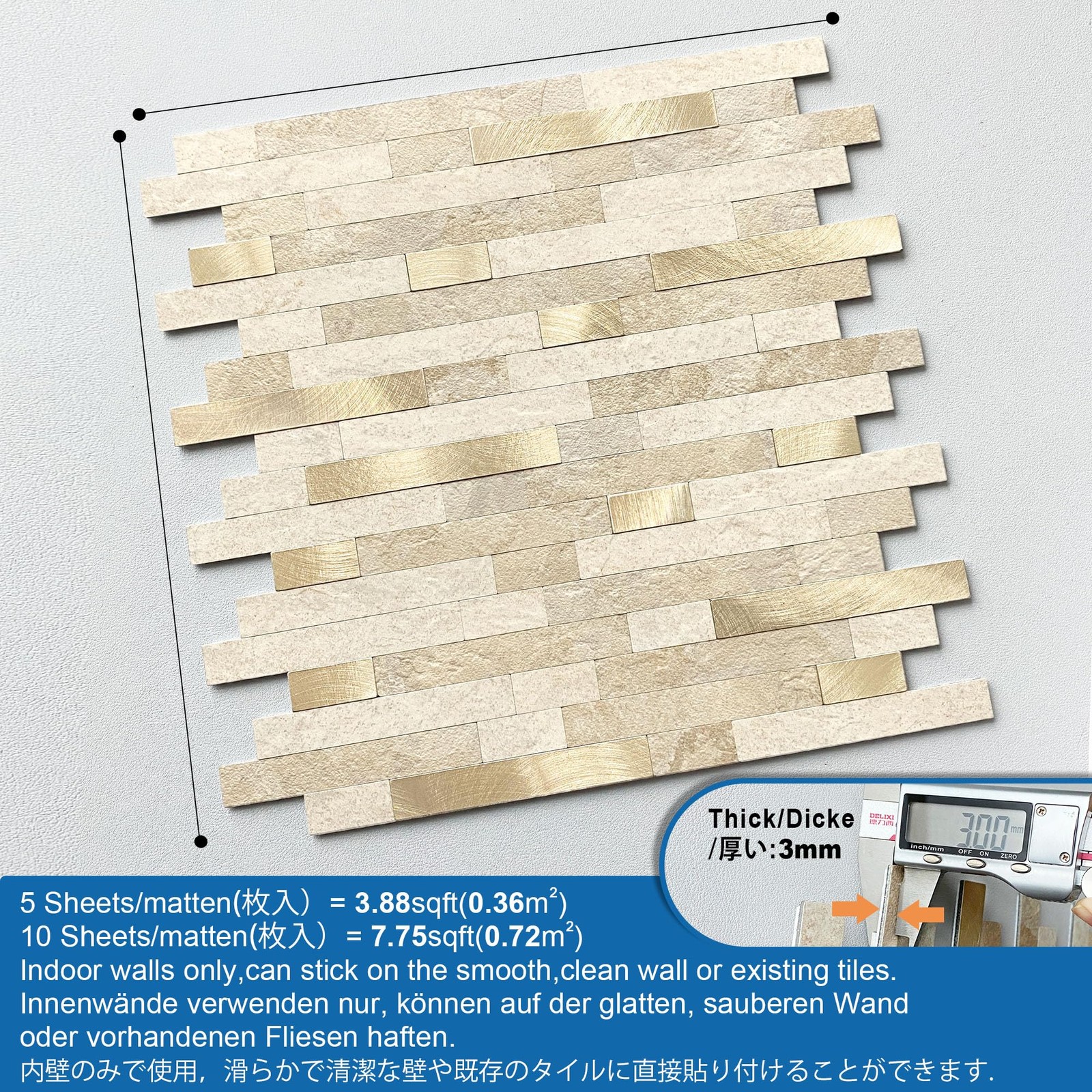 MOFIT 3D Stone Brick Backsplash Tile for Kitchen Peel and Stick Self-Adhesive…