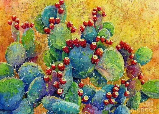 Desert Gems Cactus garden flowers ceramic tile mural backsplash