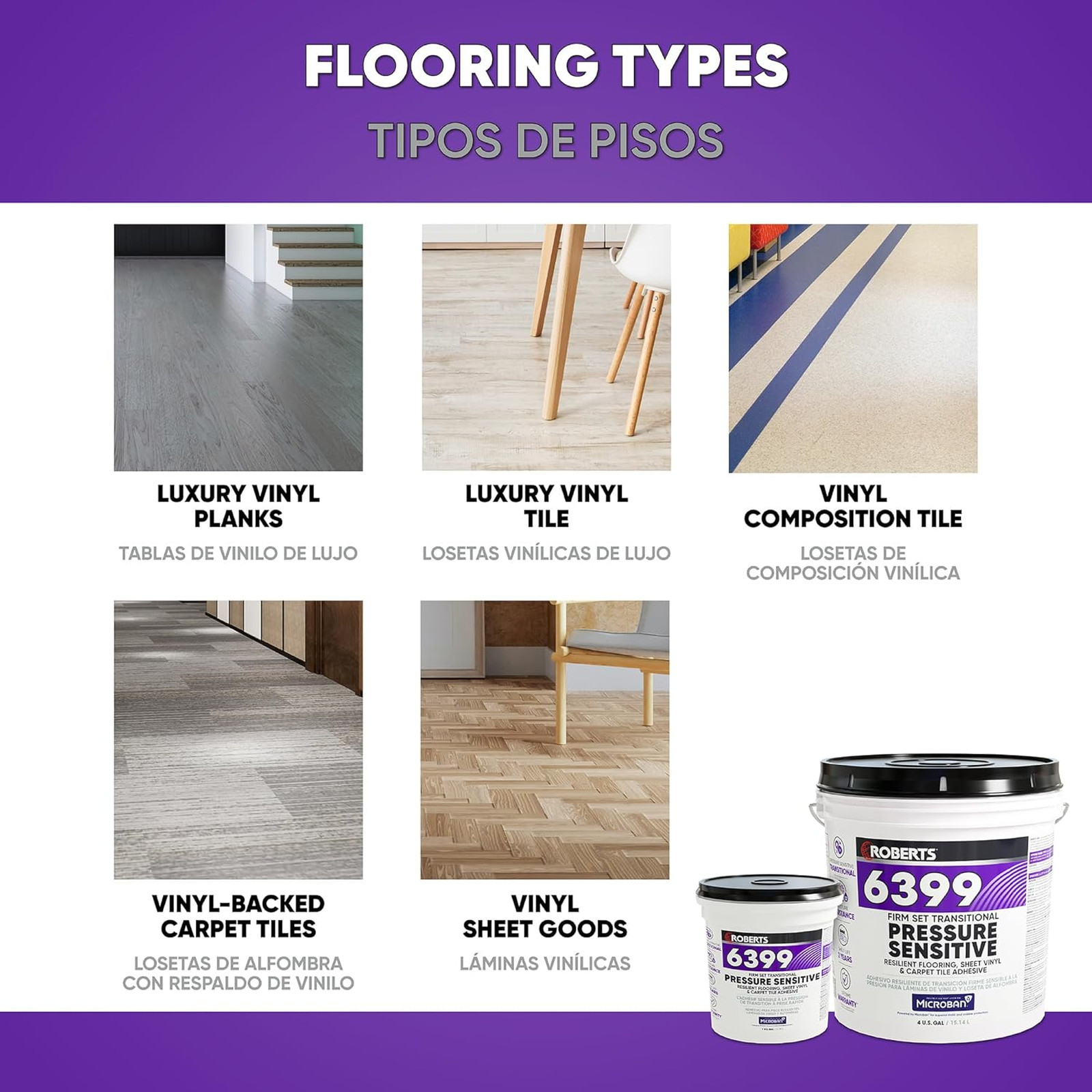 Pressure Sensitive Adhesive for Vinyl Tile Carpet Tile and Flooring 1 Gallon