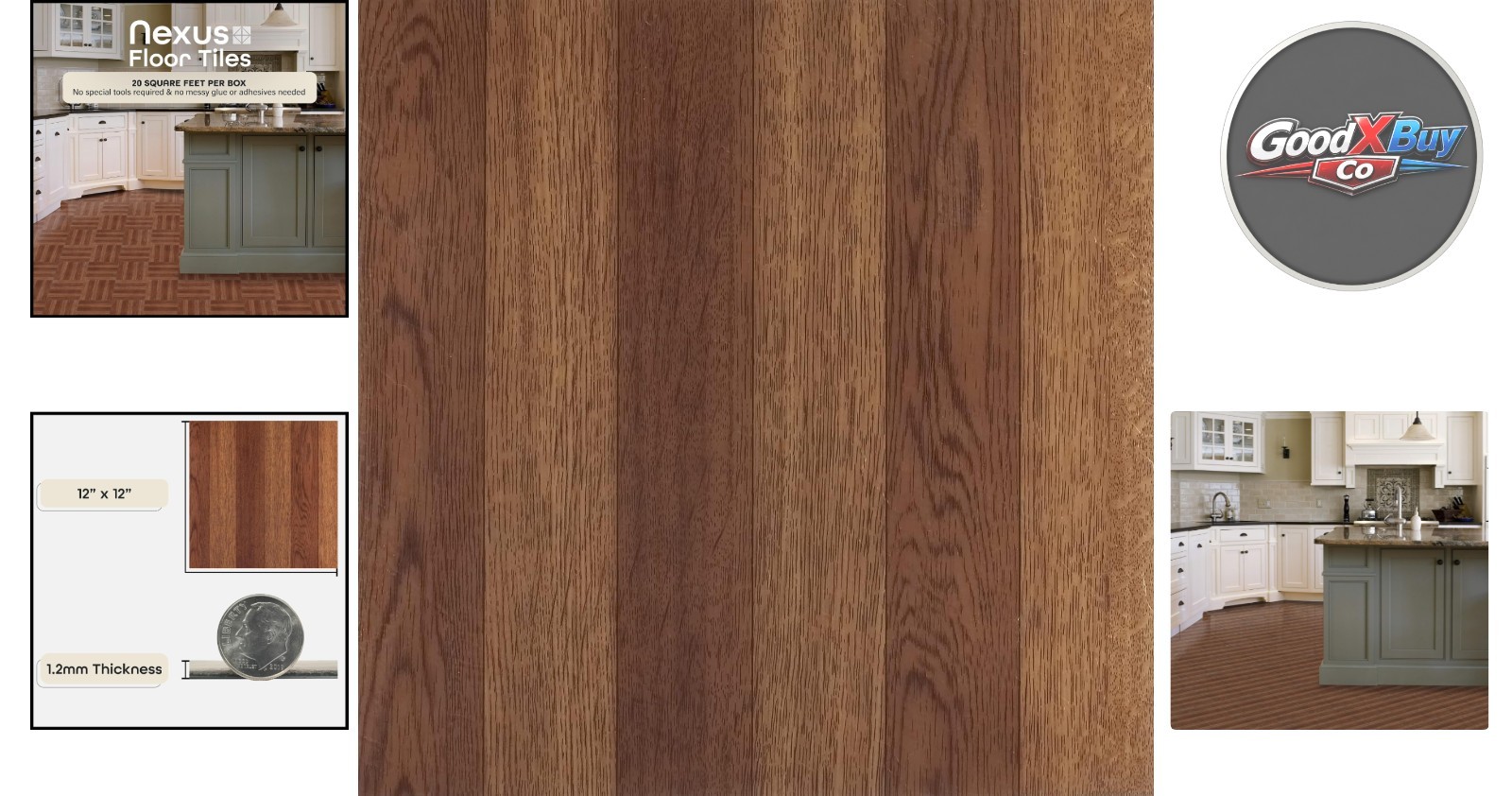 Nexus Vinyl Floor Tiles 12×12 Inch Medium Oak Peel & Stick DIY Home Decor