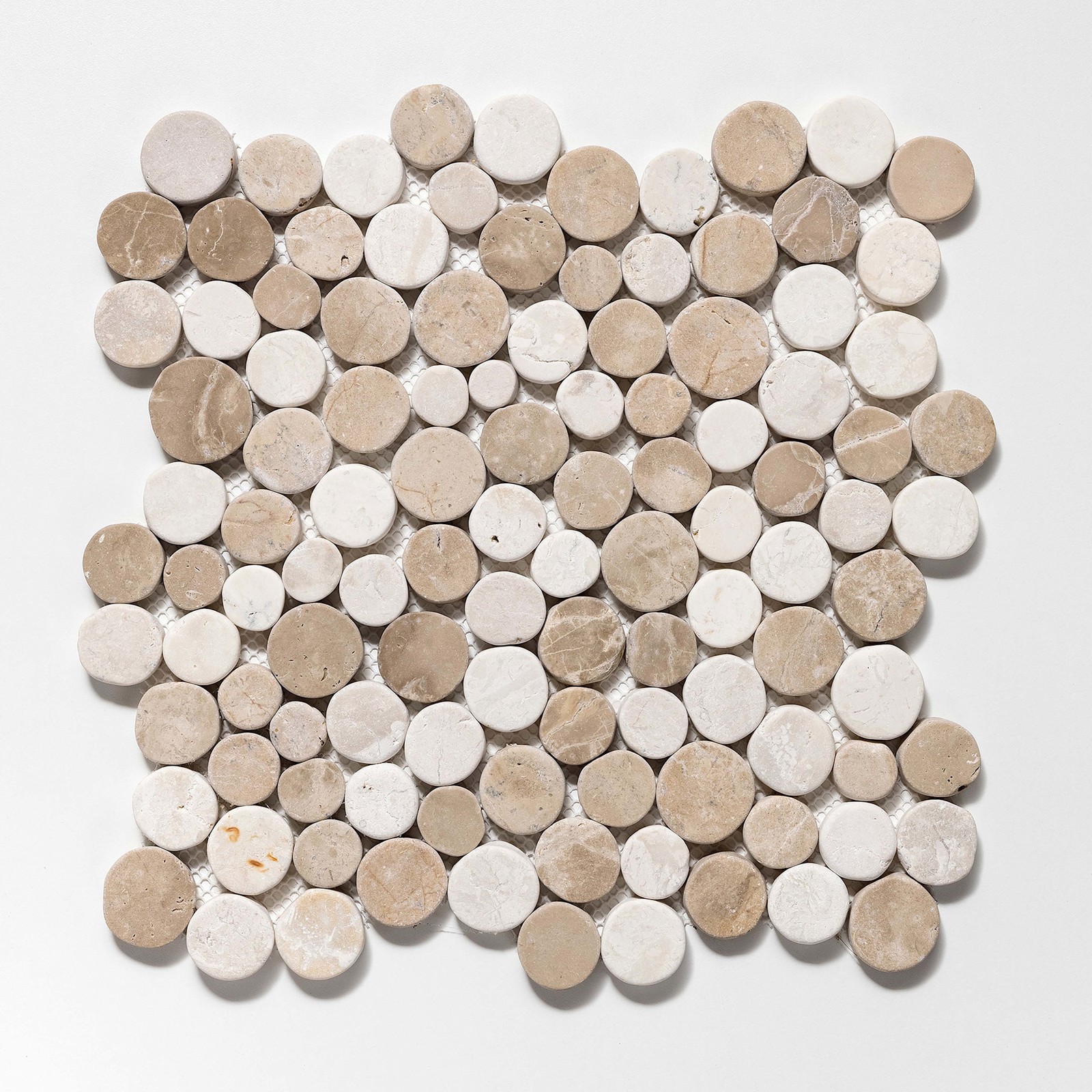 Cruz Bay Studio XD3R Penny Rounds – 11″ x 11″ Pebble and Rock – Tan / Off-White