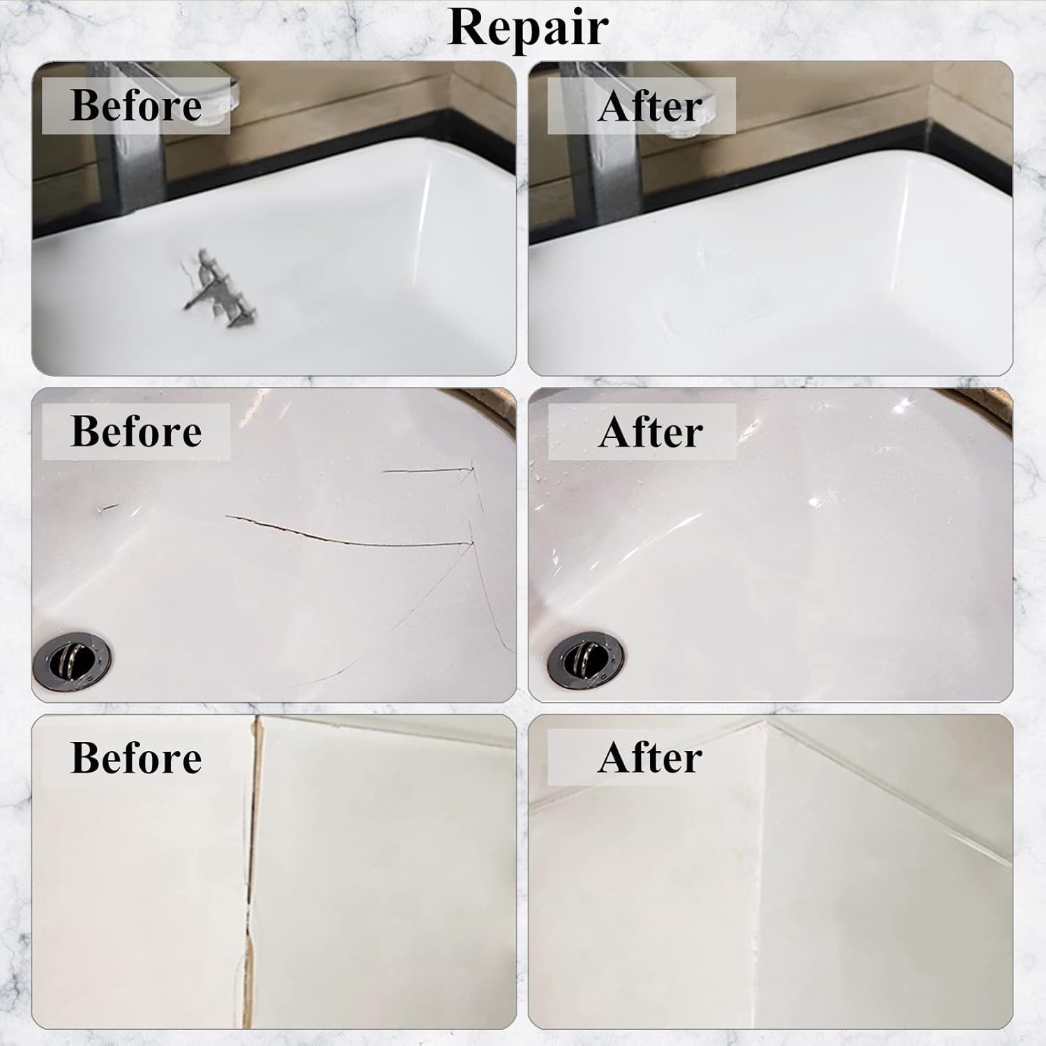 Tub, Tile and Shower Repair Kit (Color Match), Hupeyna Porcelain Repair Kit, Bat