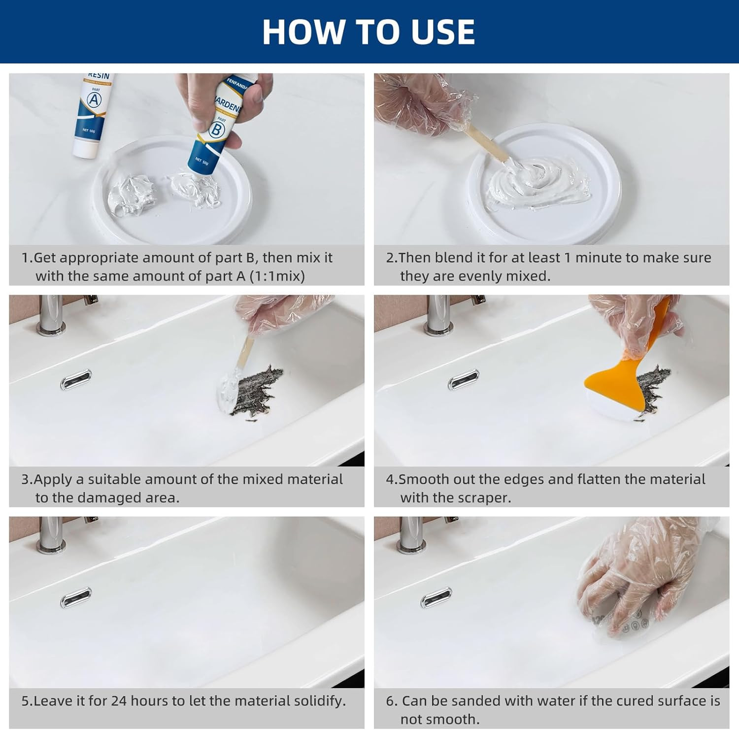 Tub Shower Repair Kit White Fiberglass Porcelain Acrylic Enamel Ceramics Tile