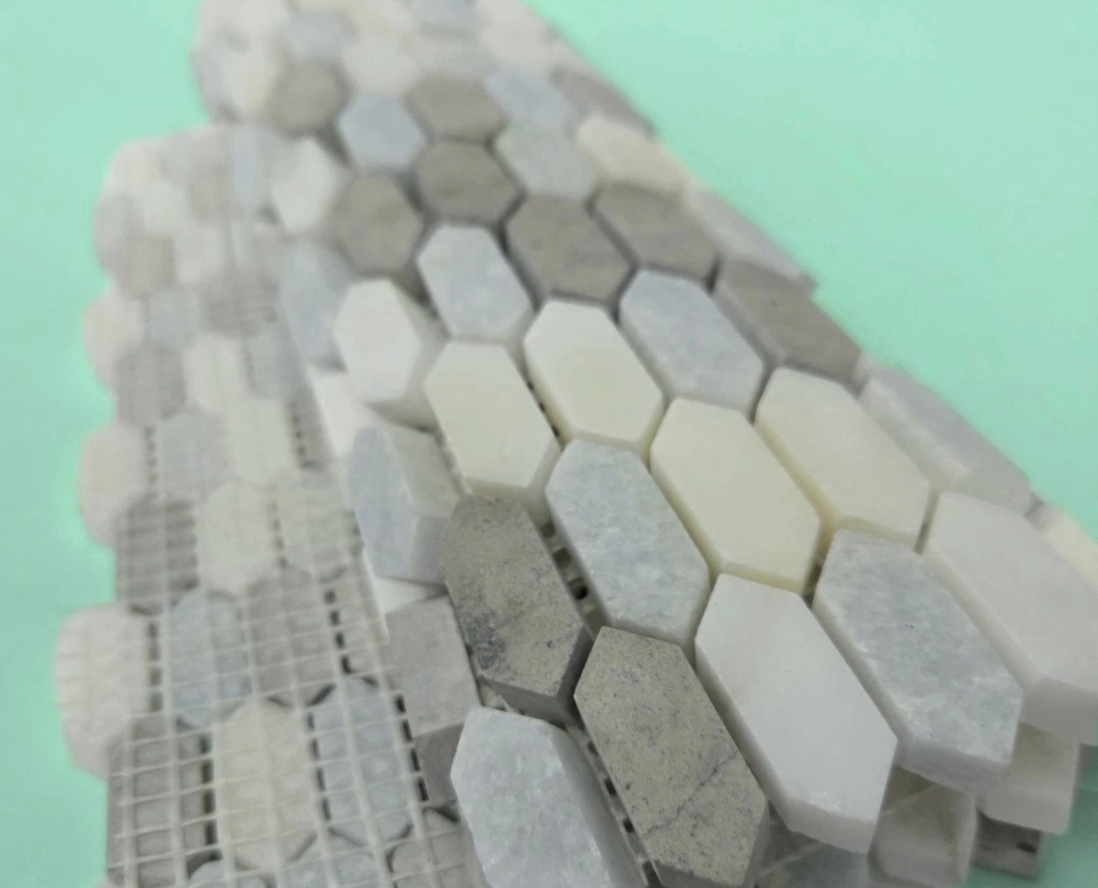 Marble Mosaic Tile Walker Zanger Tangent Hive Celeste 8.1 SF Hex Backsplash