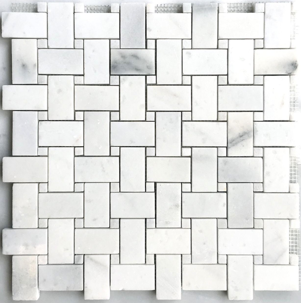 Carrara White with Carrara White Marble Basketweave (1.2 Square-foot) Floor Tile